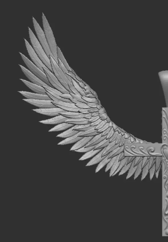 Jesus cross with wings pendant 3d printable  3D model_14