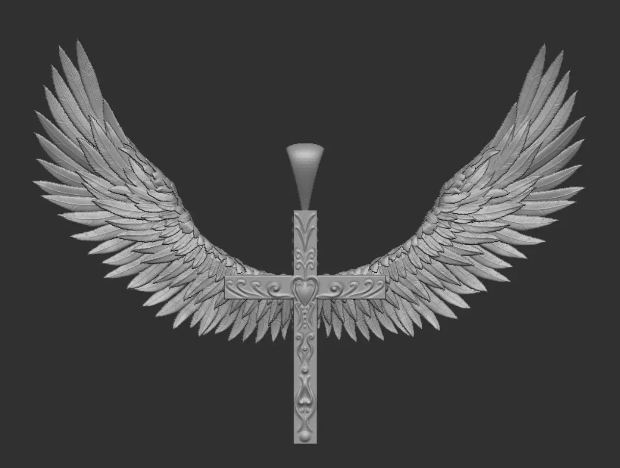 Jesus cross with wings pendant 3d printable  3D model_19