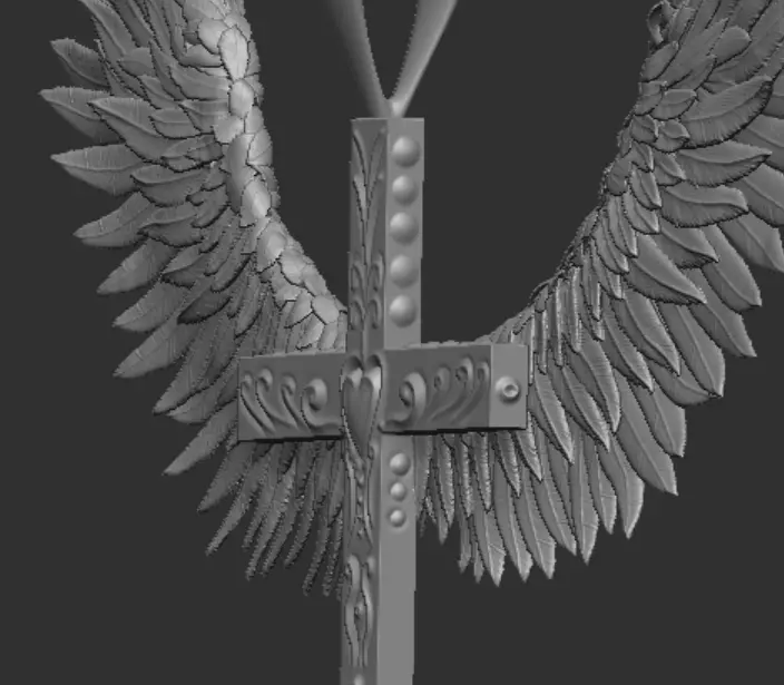 Jesus cross with wings pendant 3d printable  3D model_9