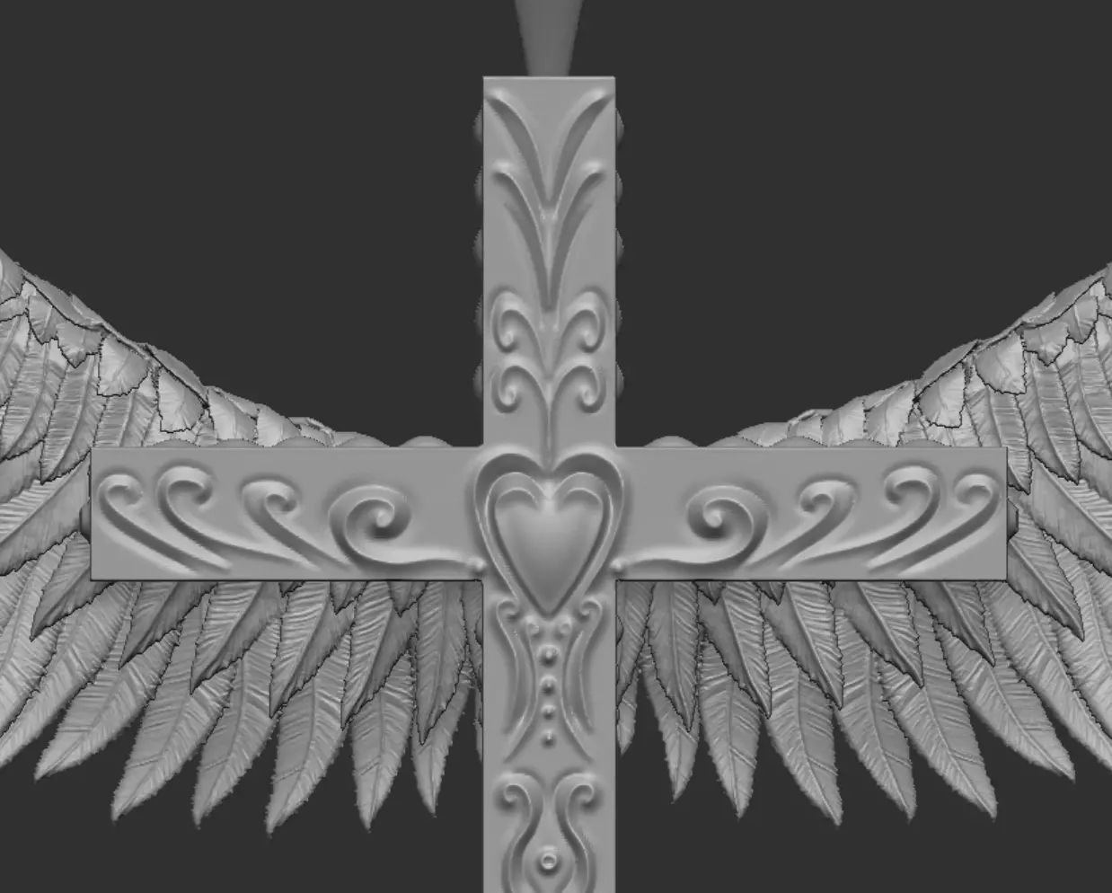 Jesus cross with wings pendant 3d printable  3D model_10