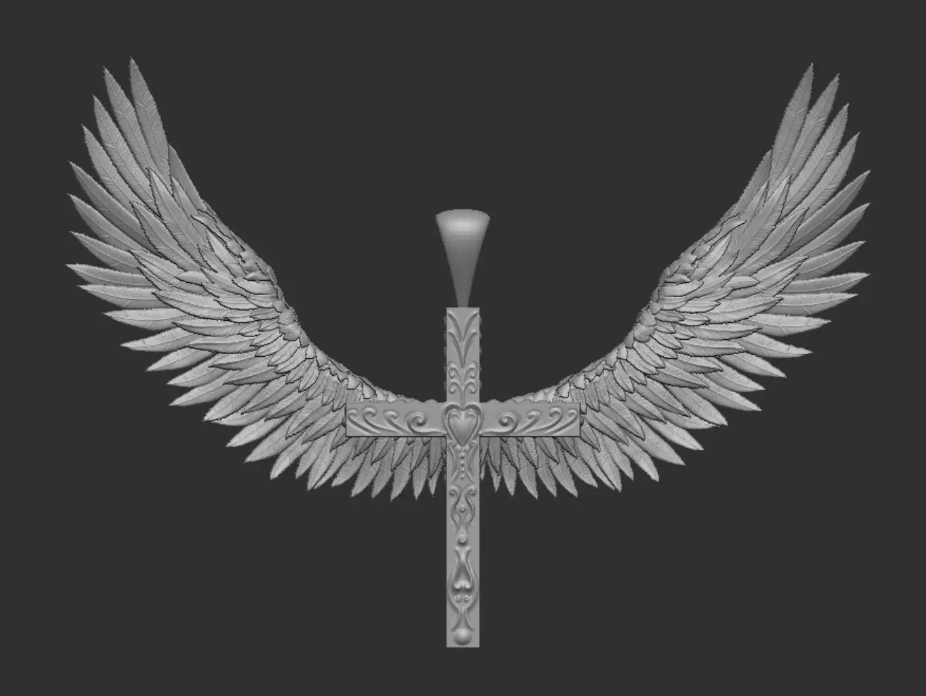 Jesus cross with wings pendant 3d printable  3D model_1