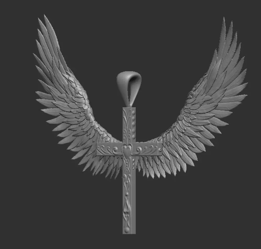 Jesus cross with wings pendant 3d printable  3D model_0
