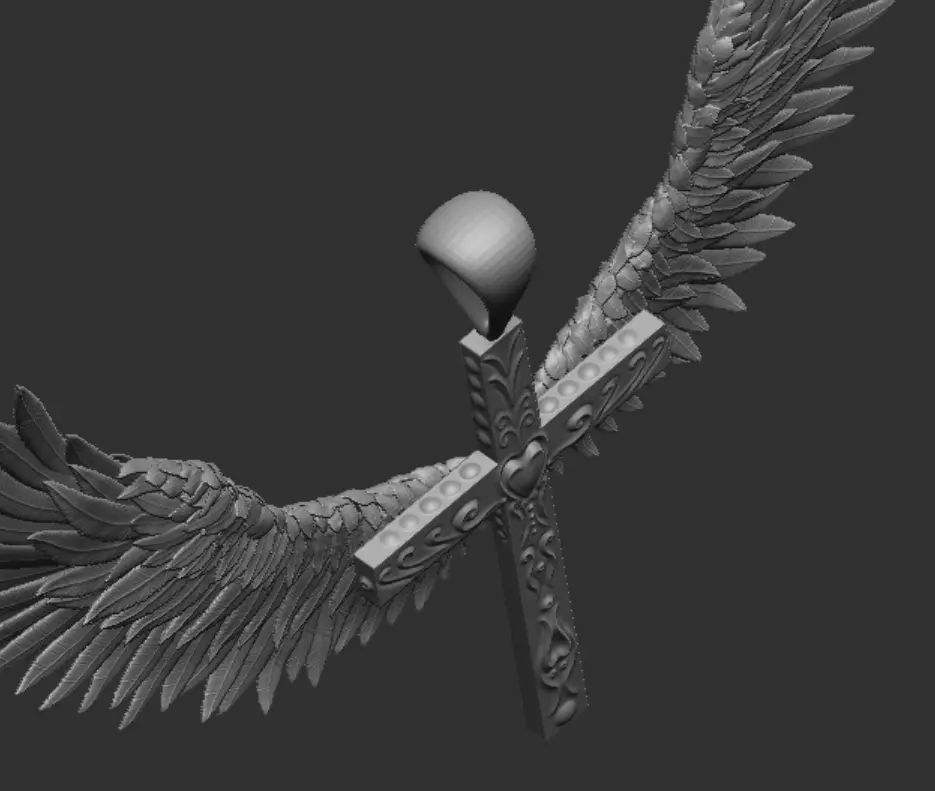 Jesus cross with wings pendant 3d printable  3D model_18