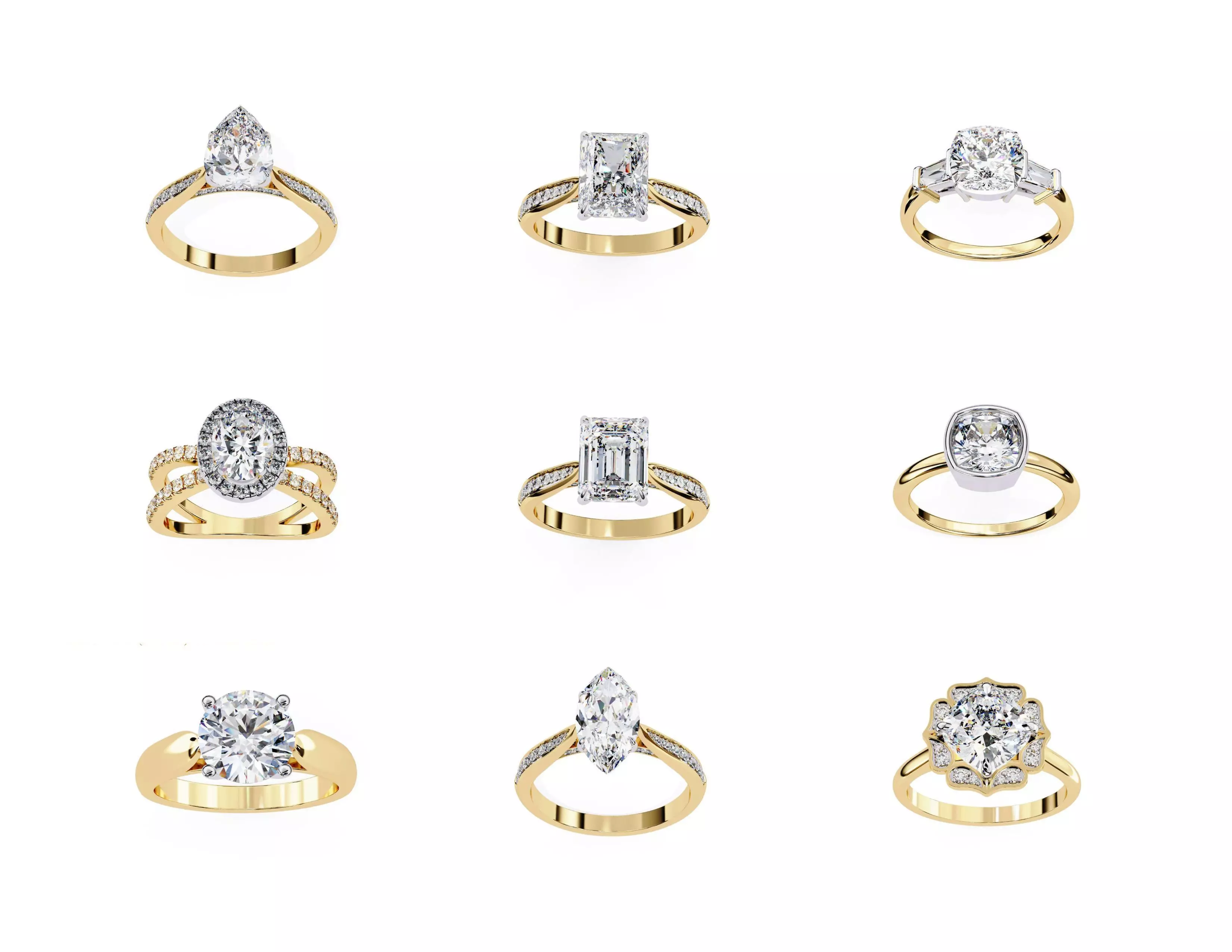 Diamond Style Gold Ring 3DM STL Jewelry Design Files 3D print model