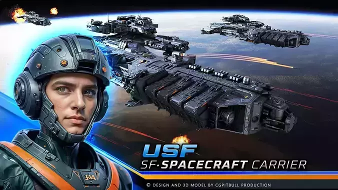 USF - Spacecraft Carrier Low-poly 3D model