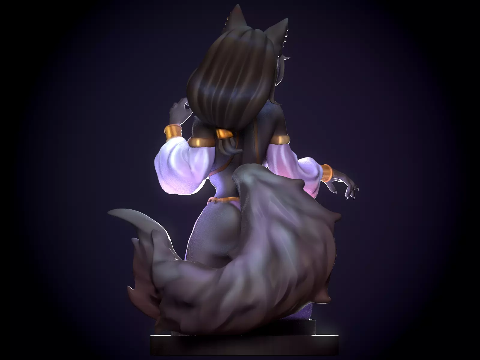 Furry wolf 3D print model_1