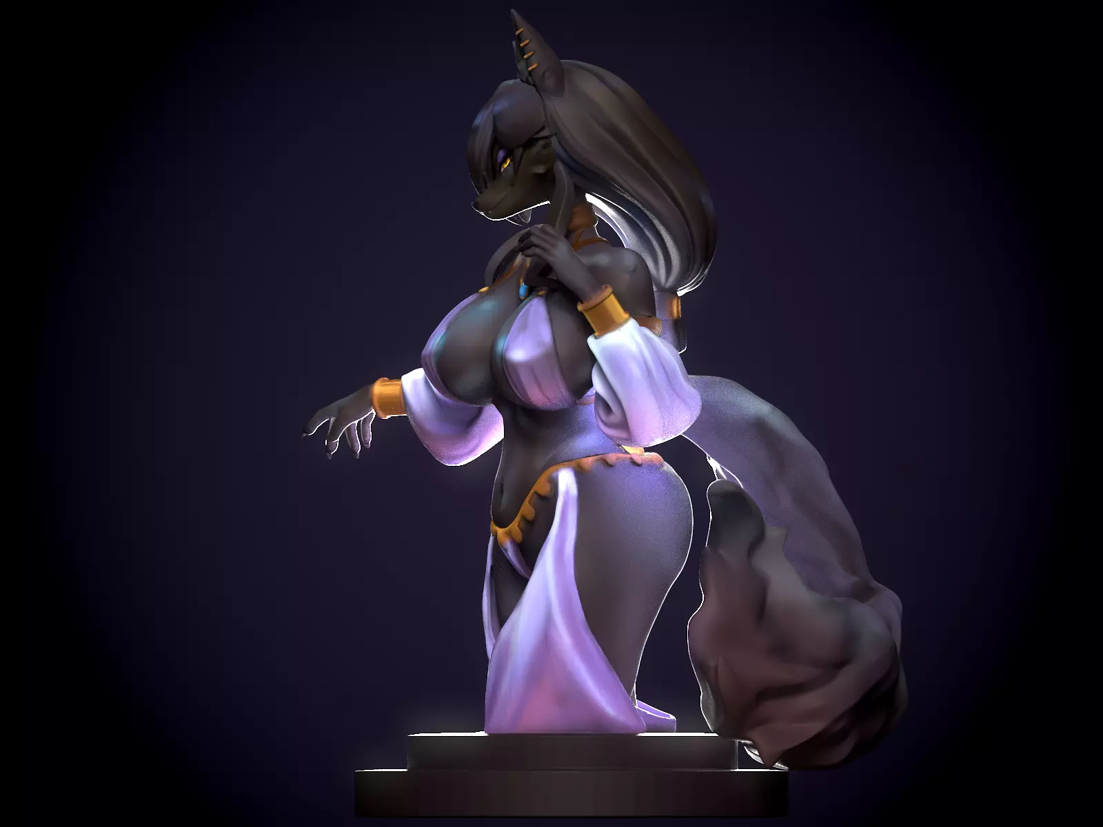 Furry wolf 3D print model_2