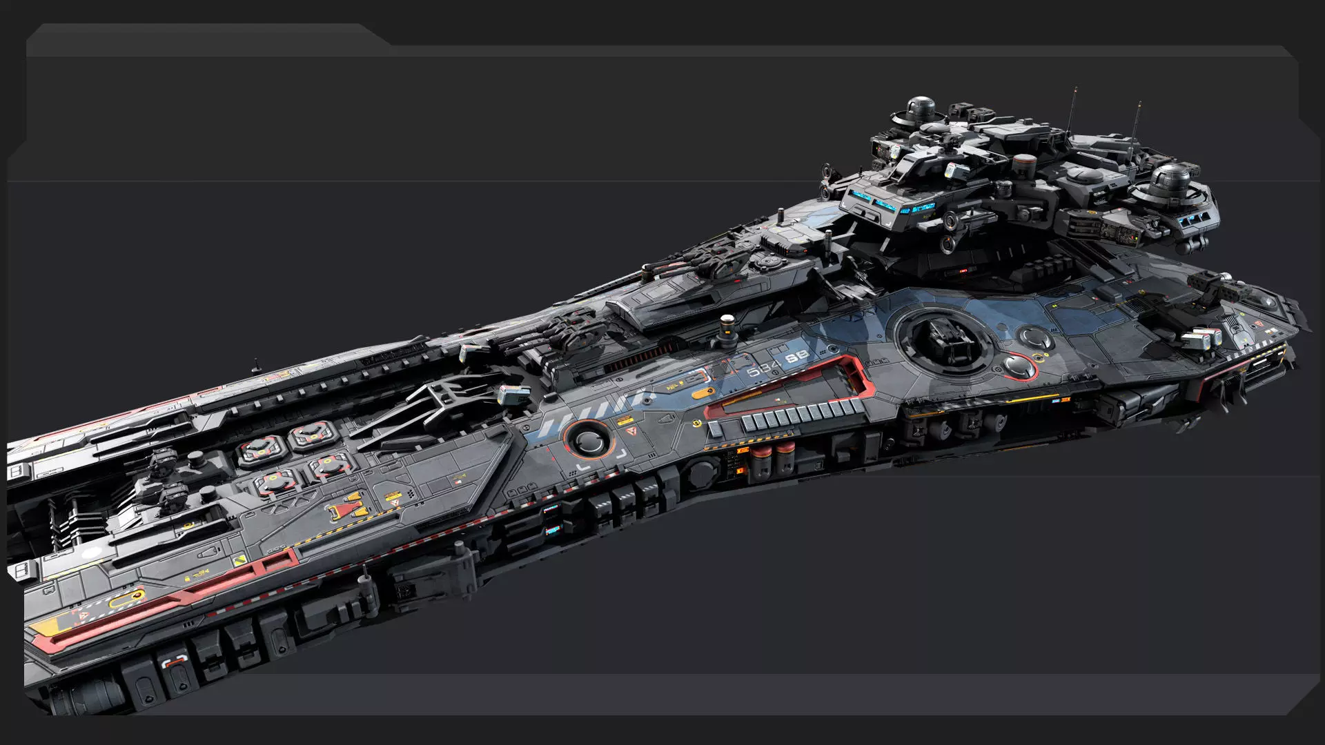 SF Spacecraft Corvette Low-poly 3D model_8