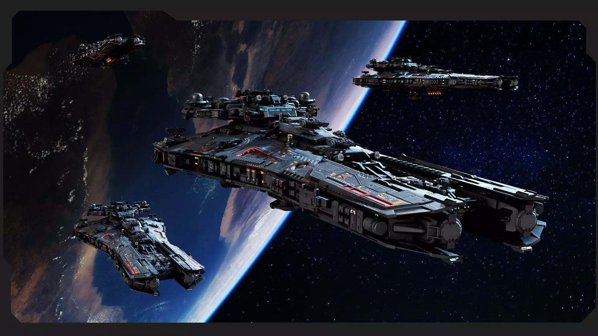 SF Spacecraft Corvette Low-poly 3D model_1