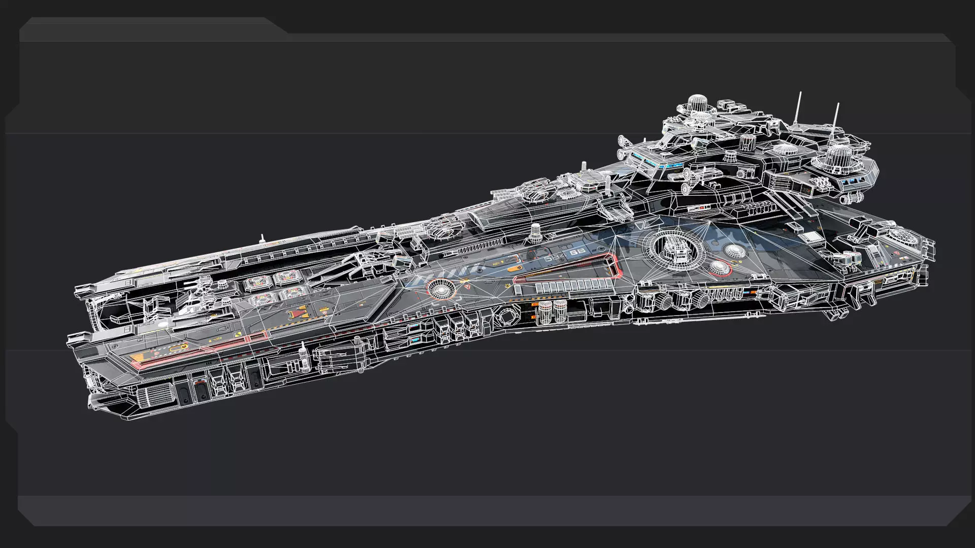 SF Spacecraft Corvette Low-poly 3D model_10