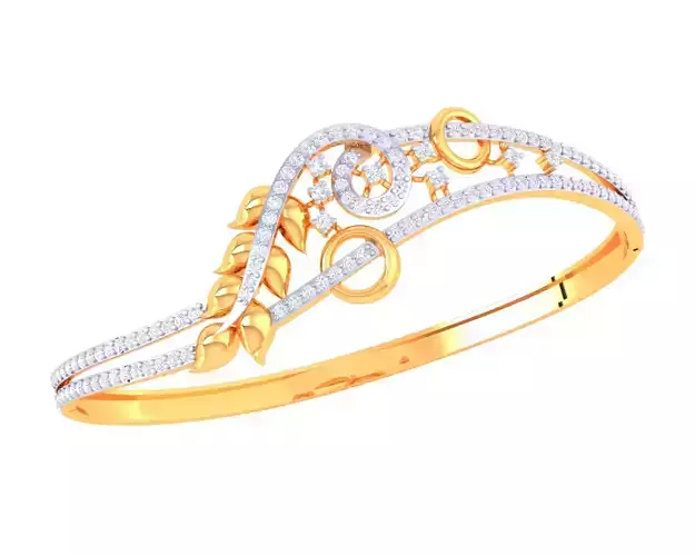 3D Printable Jewelry design of Bangle with diamonds