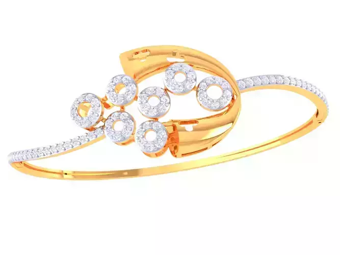 3D Printable Jewelry design of Bangle with diamonds