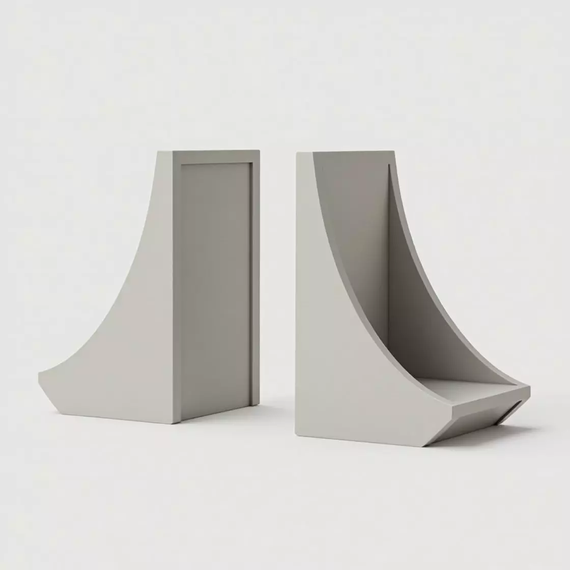 Modern Curved Bookends 3D model_0