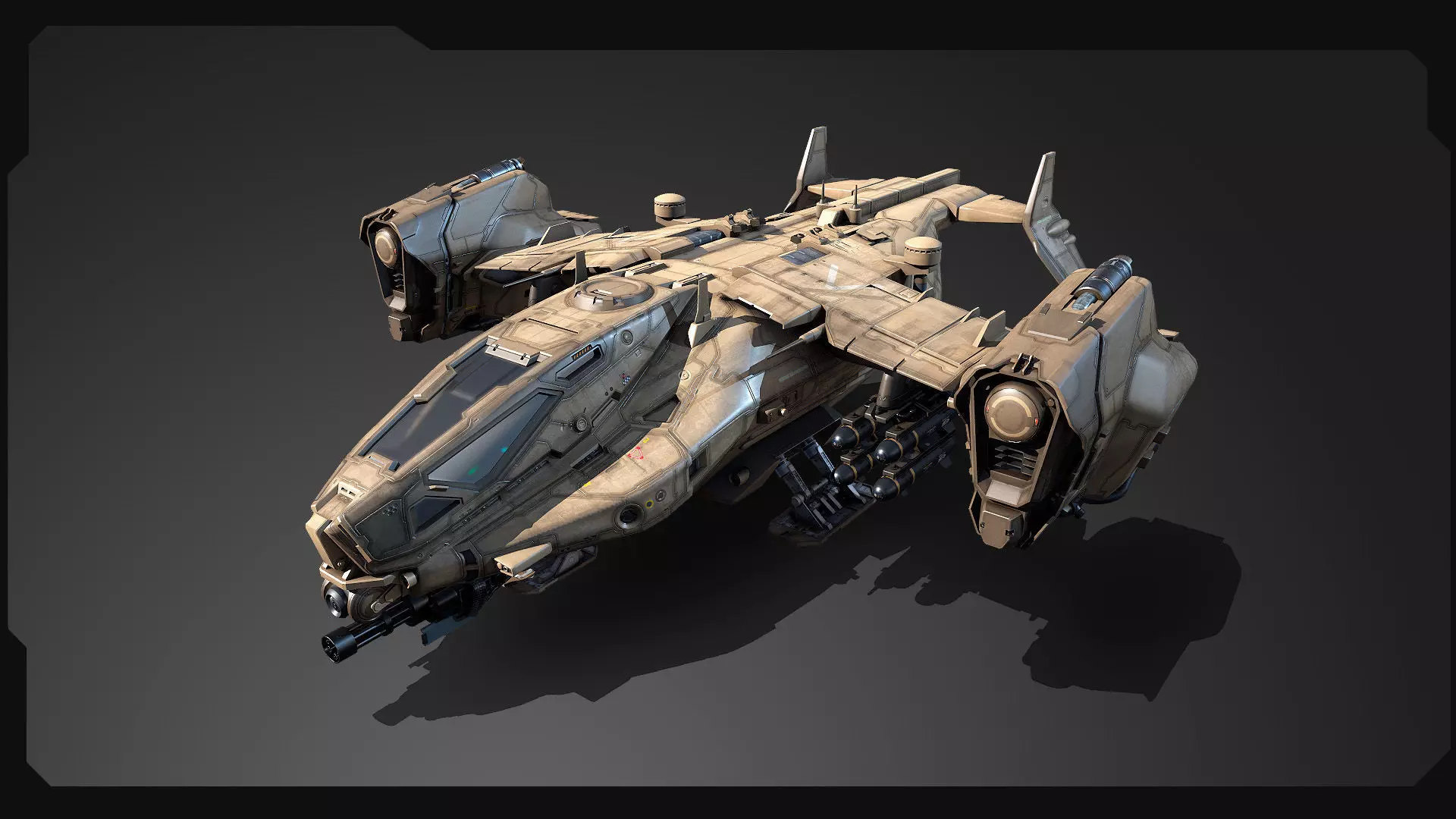 SF - Heavy Military Dropship Low-poly 3D model_3