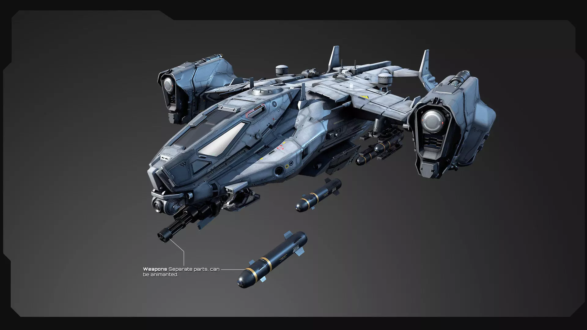 SF - Heavy Military Dropship Low-poly 3D model_10