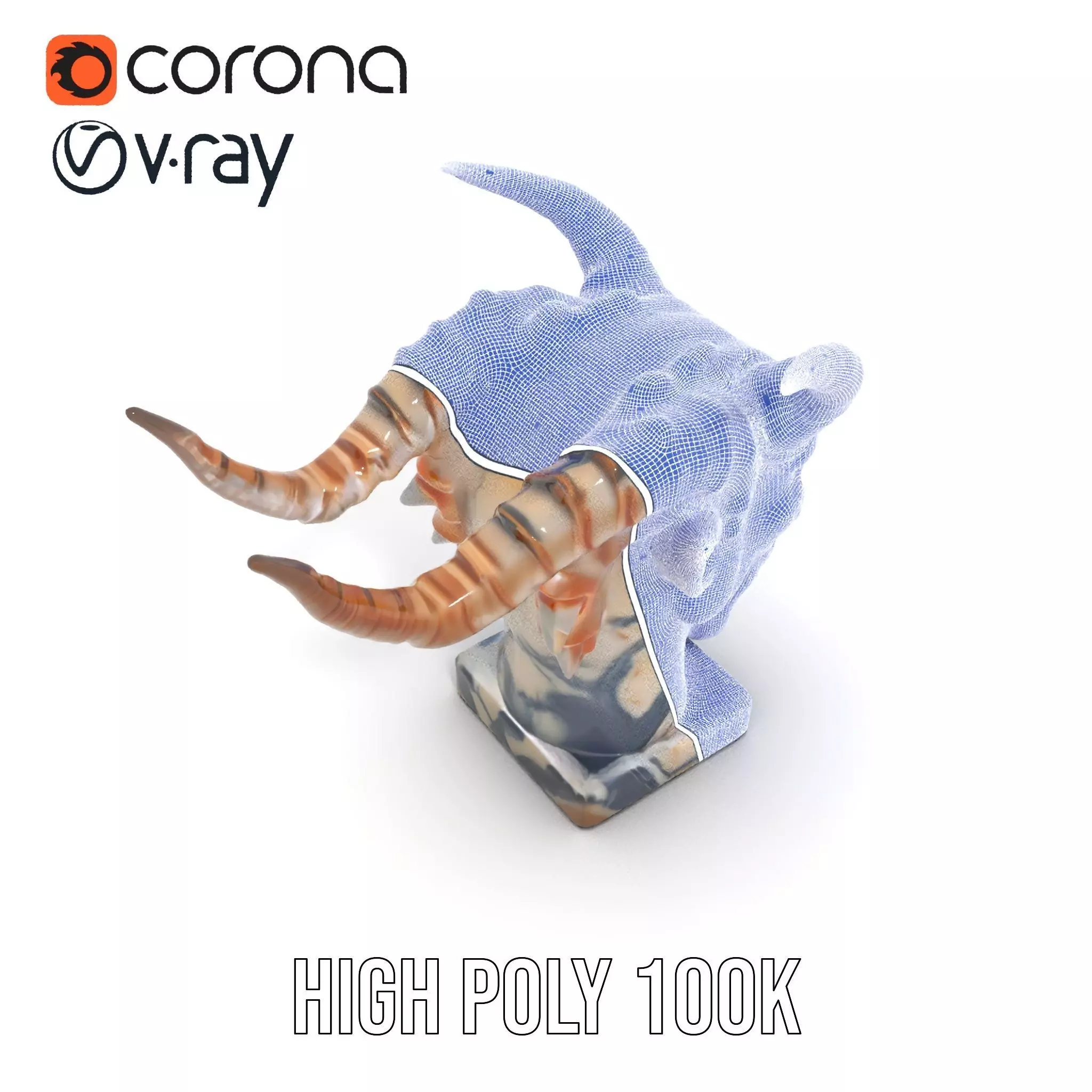 Marble Demon Bust model pack Low-poly 3D model_32