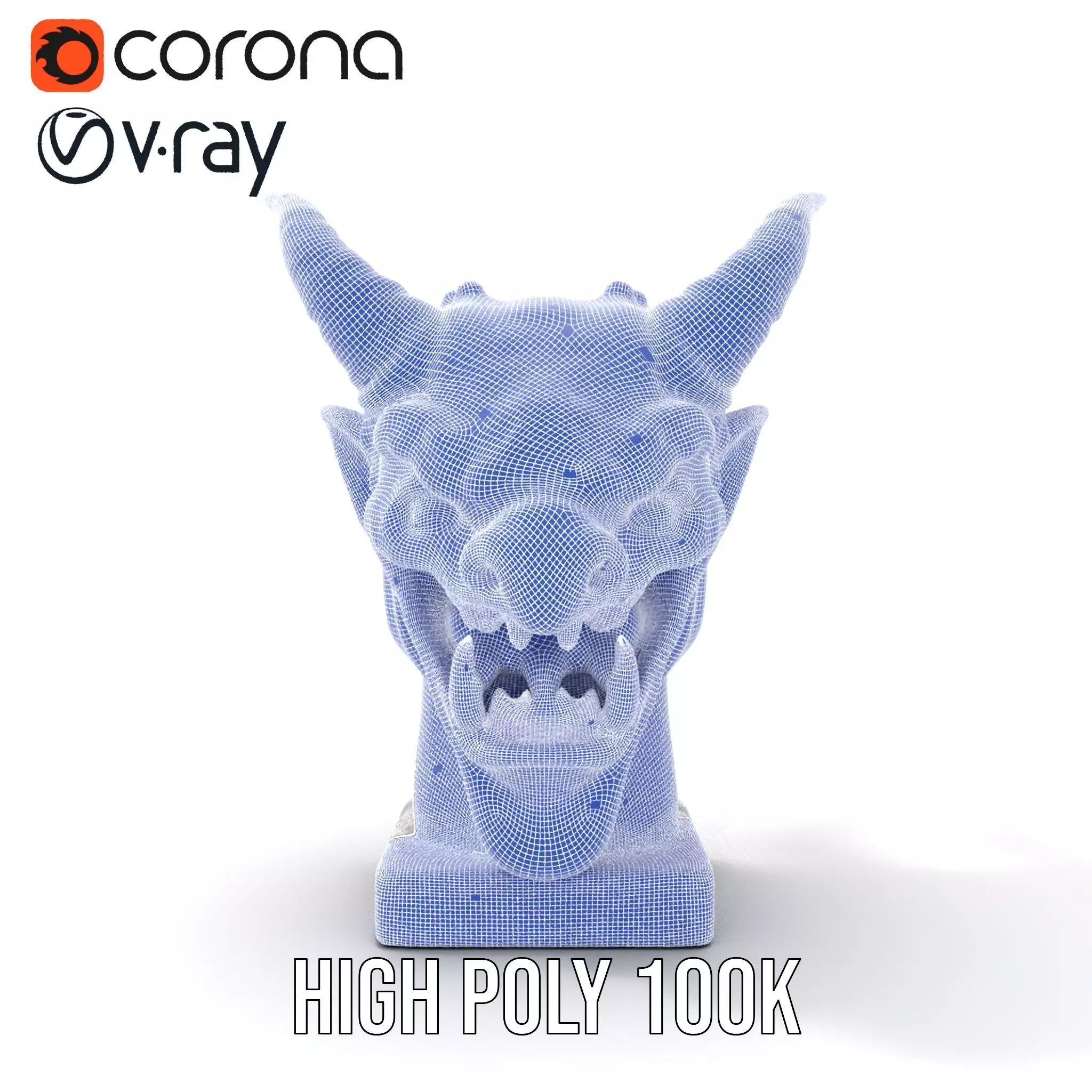 Marble Demon Bust model pack Low-poly 3D model_33