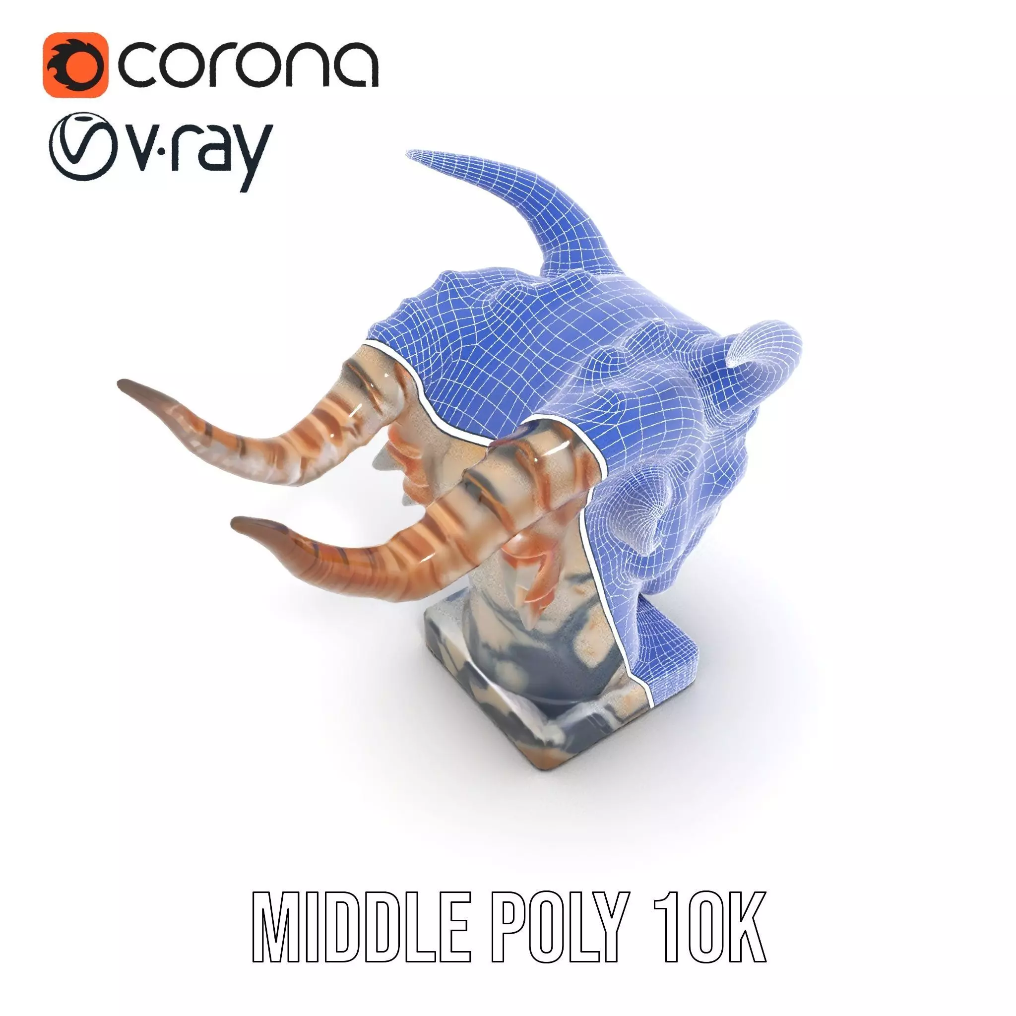 Marble Demon Bust model pack Low-poly 3D model_26