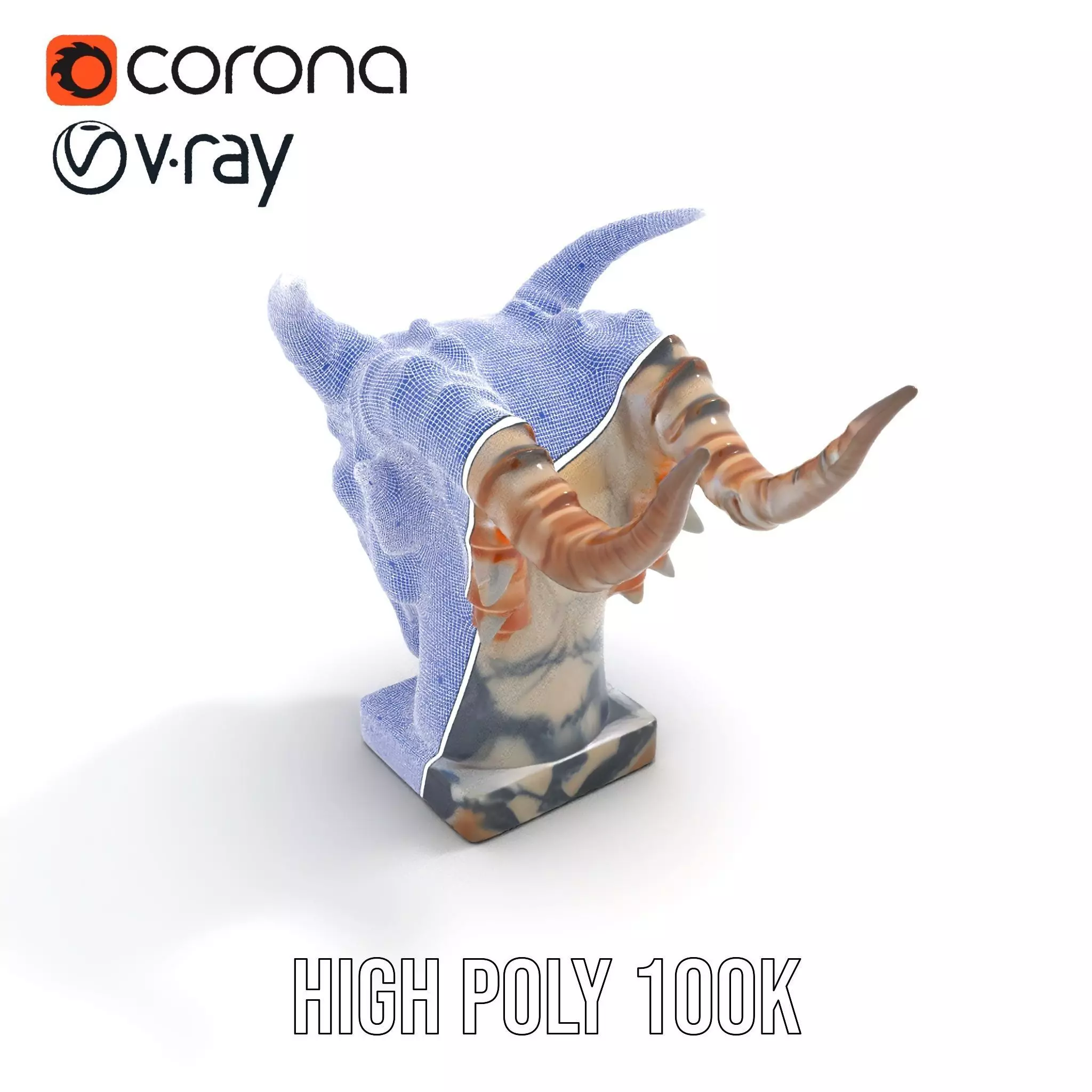 Marble Demon Bust model pack Low-poly 3D model_34