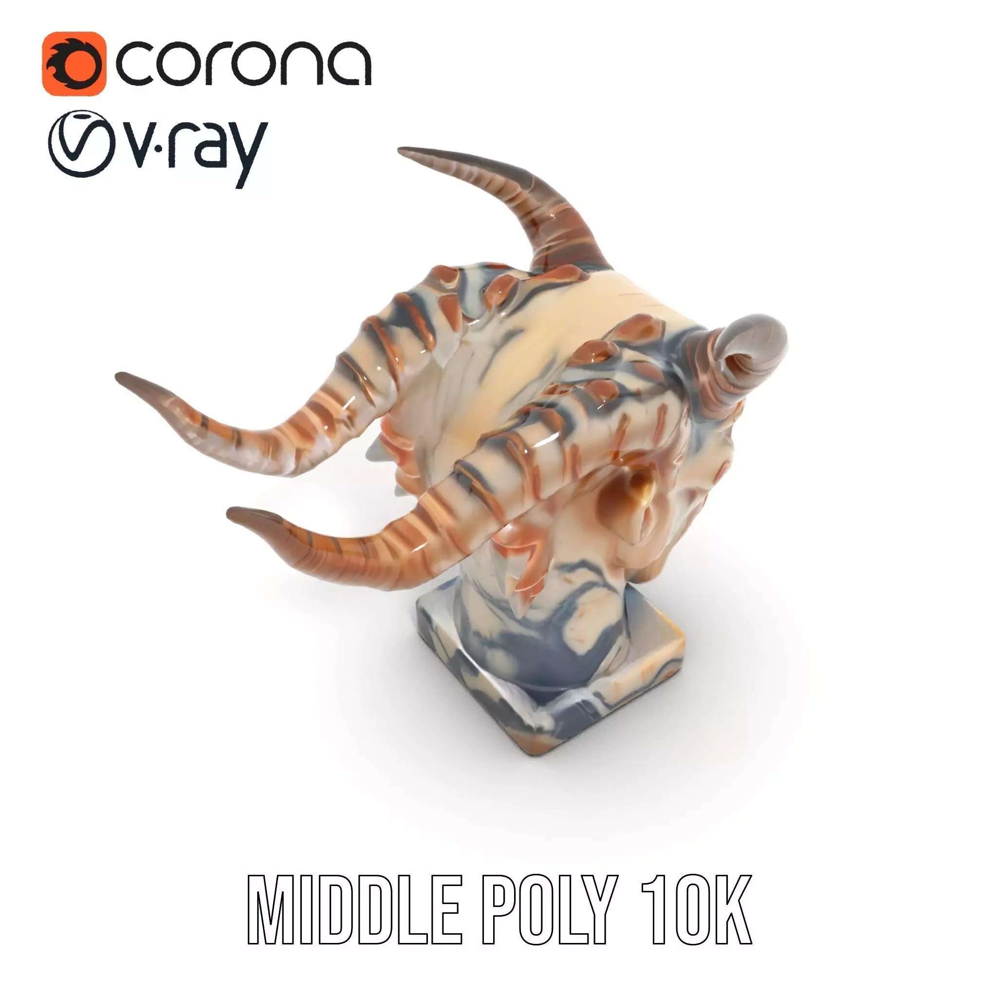 Marble Demon Bust model pack Low-poly 3D model_13