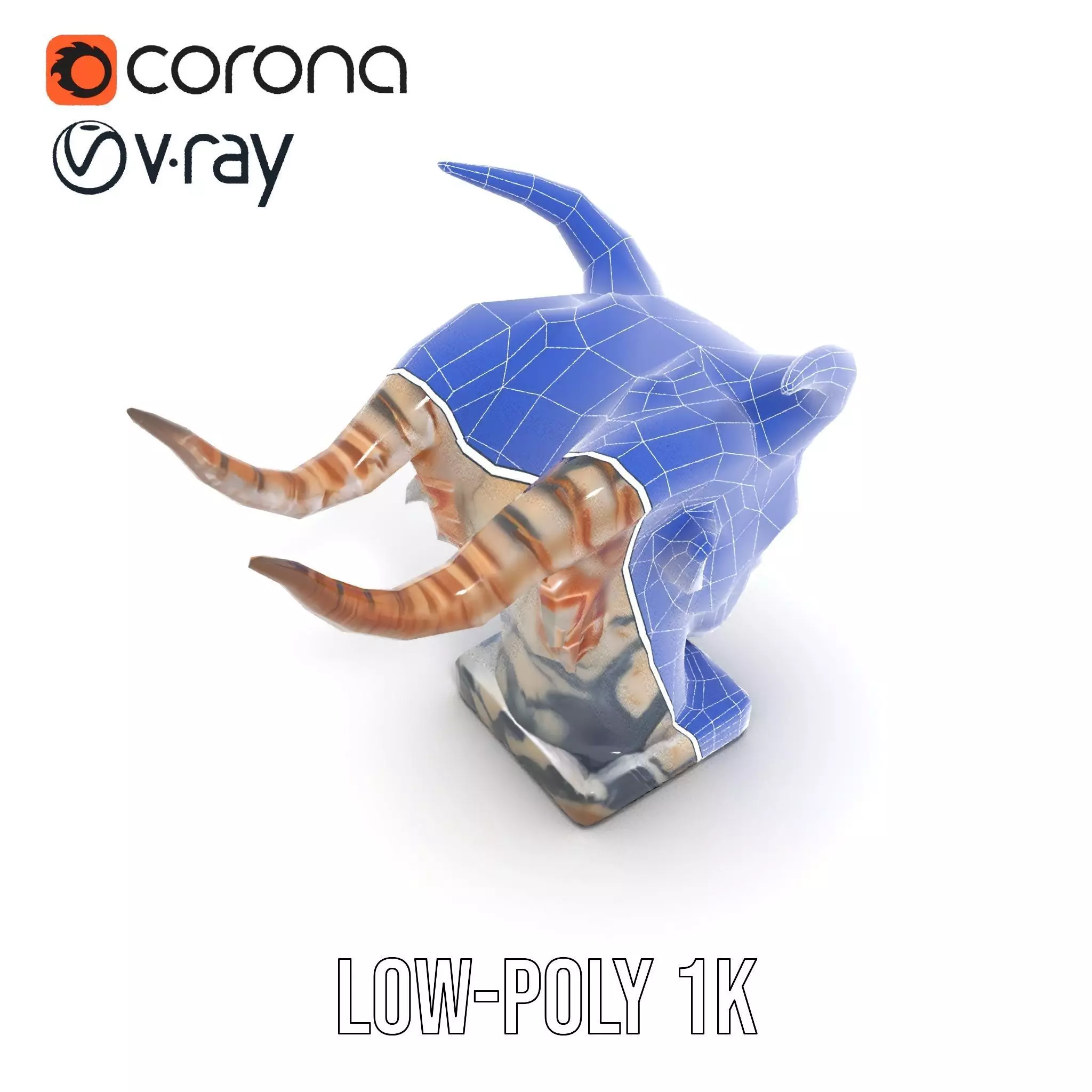 Marble Demon Bust model pack Low-poly 3D model_27