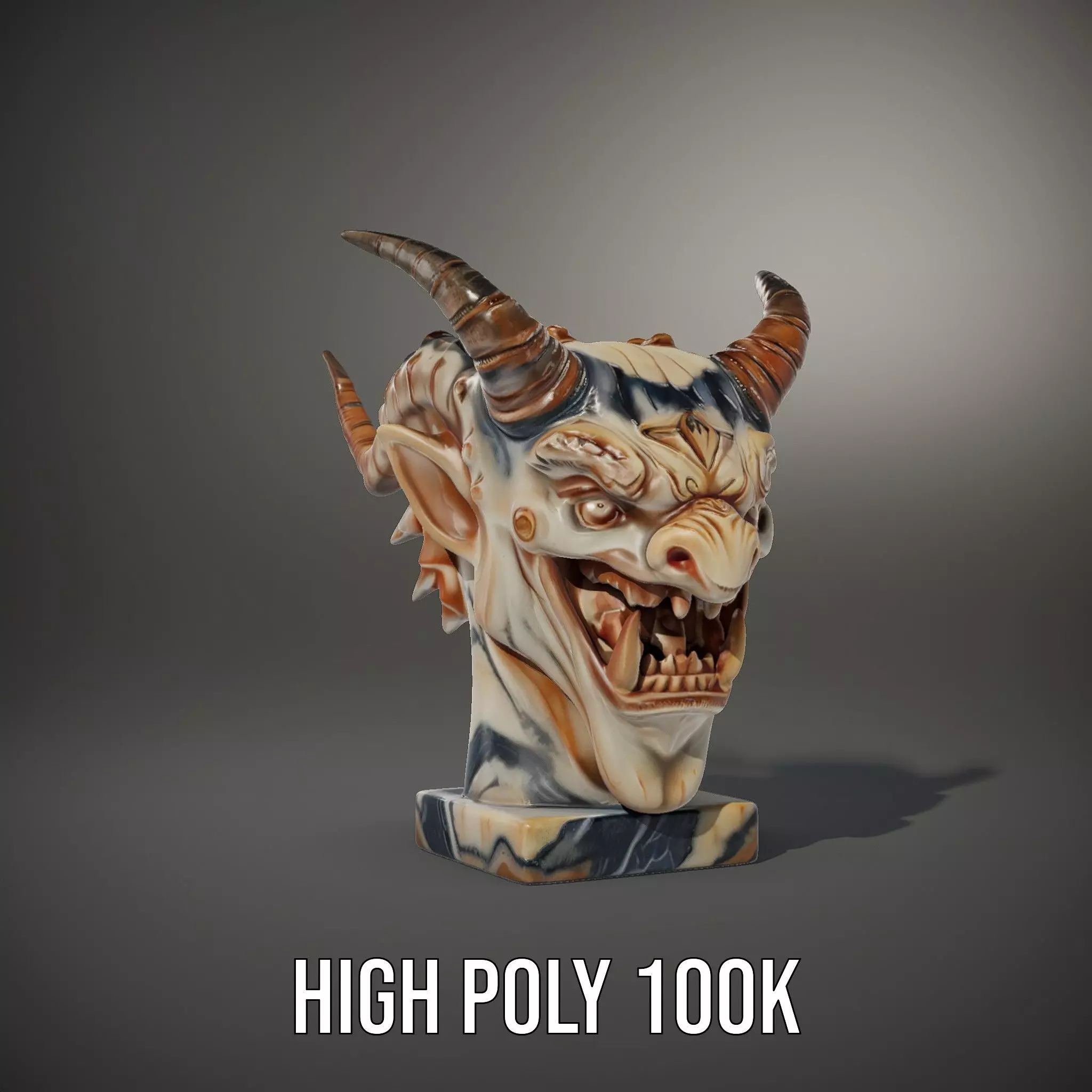 Marble Demon Bust model pack Low-poly 3D model_25