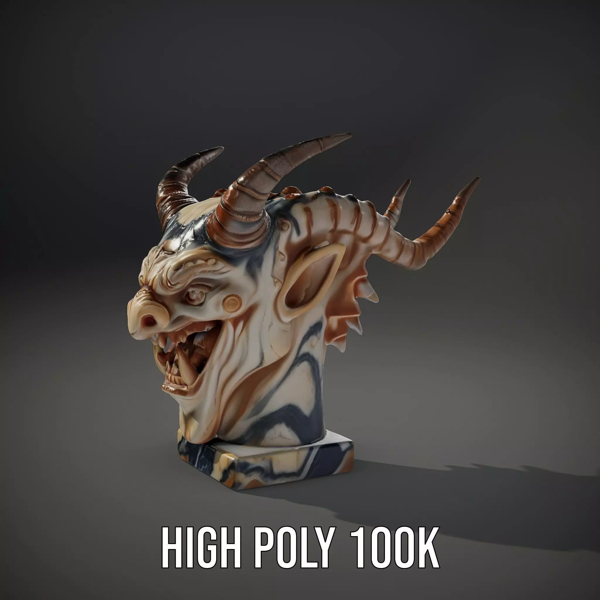 Marble Demon Bust model pack Low-poly 3D model_28