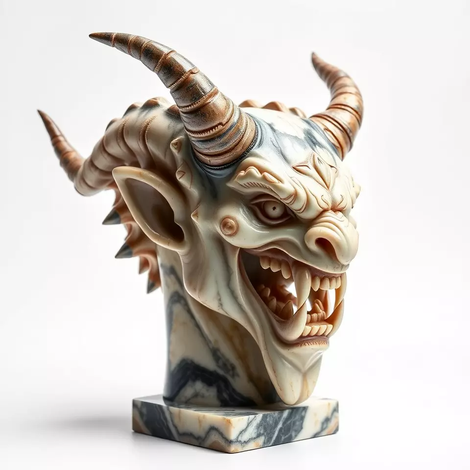 Marble Demon Bust model pack Low-poly 3D model_2