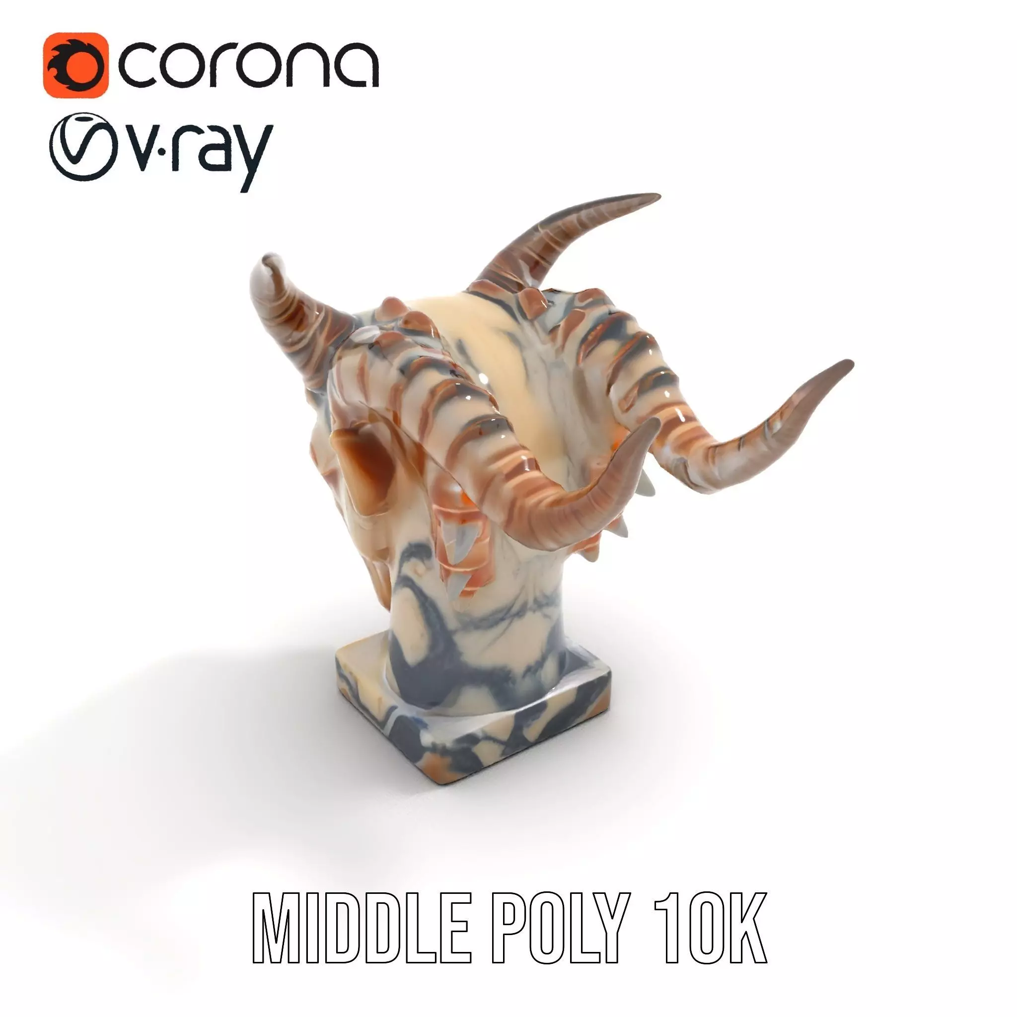 Marble Demon Bust model pack Low-poly 3D model_16