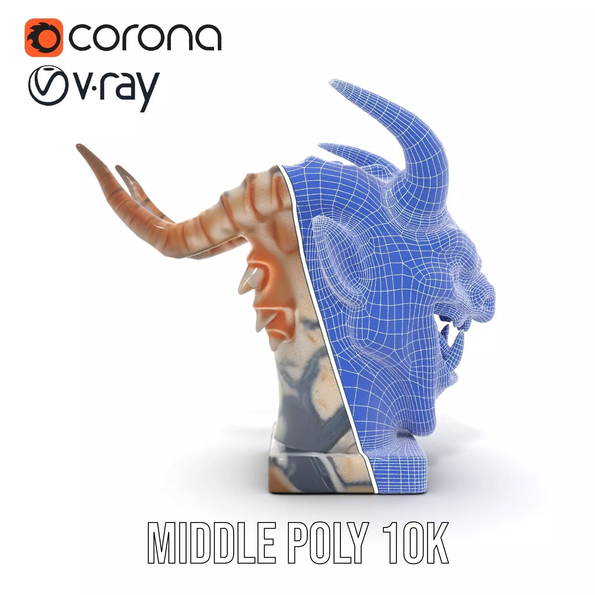 Marble Demon Bust model pack Low-poly 3D model_29