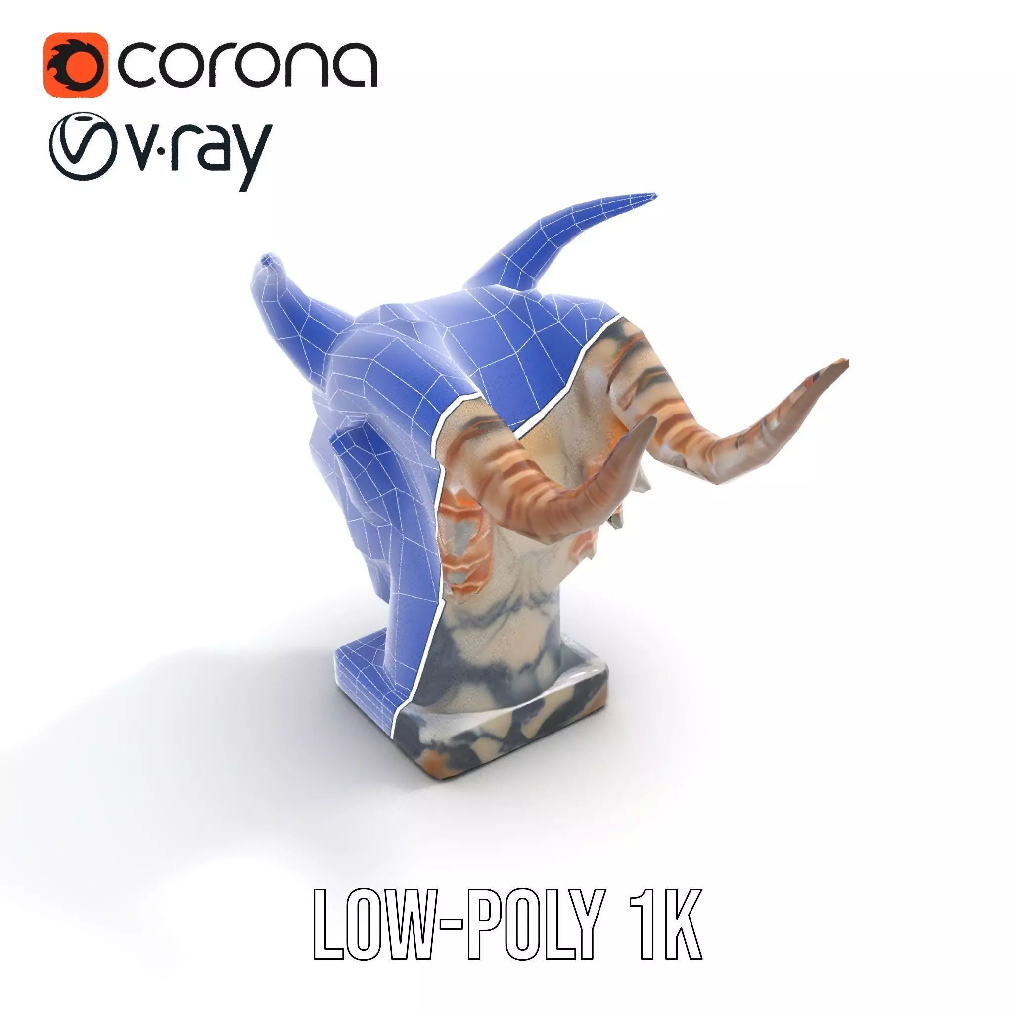 Marble Demon Bust model pack Low-poly 3D model_19