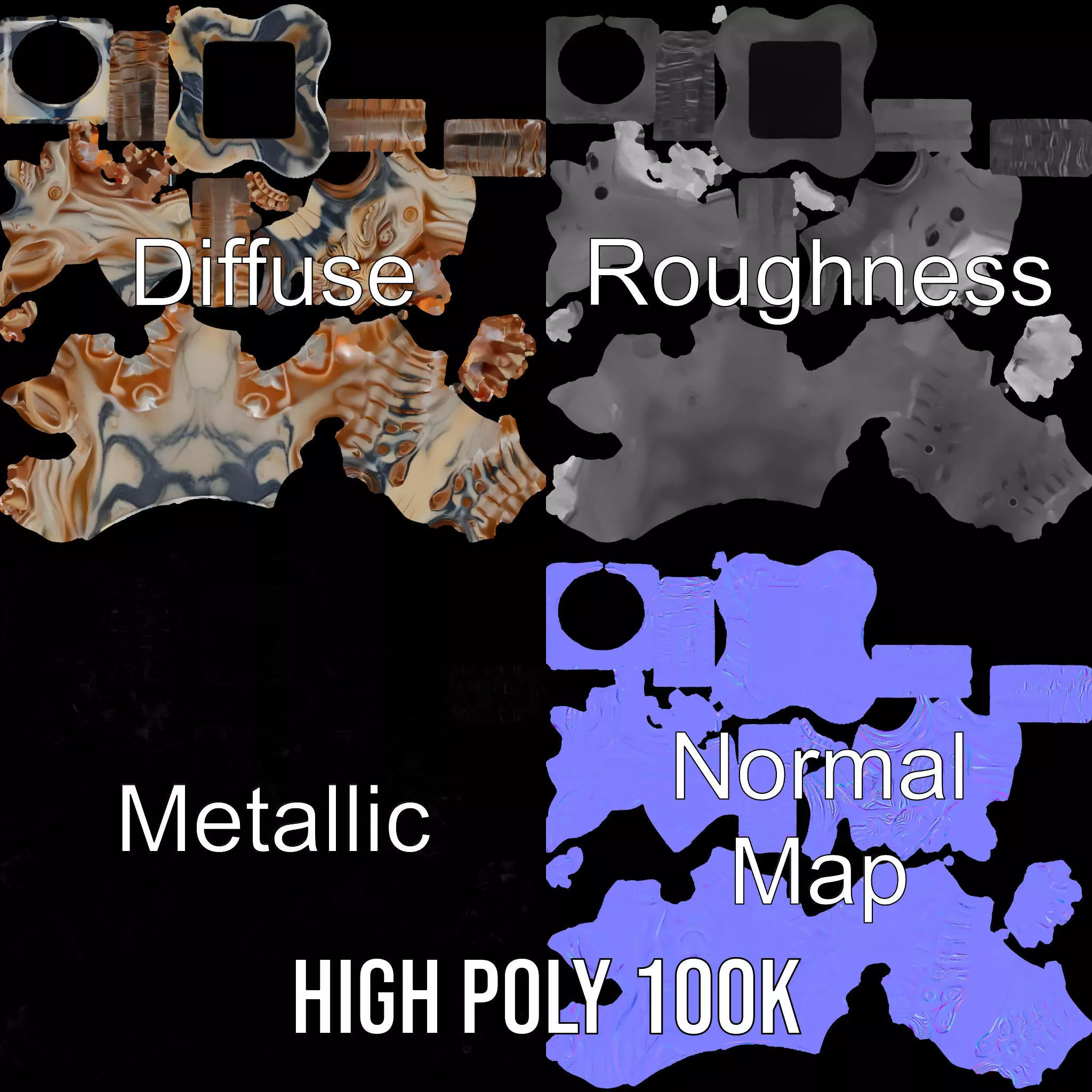 Marble Demon Bust model pack Low-poly 3D model_3