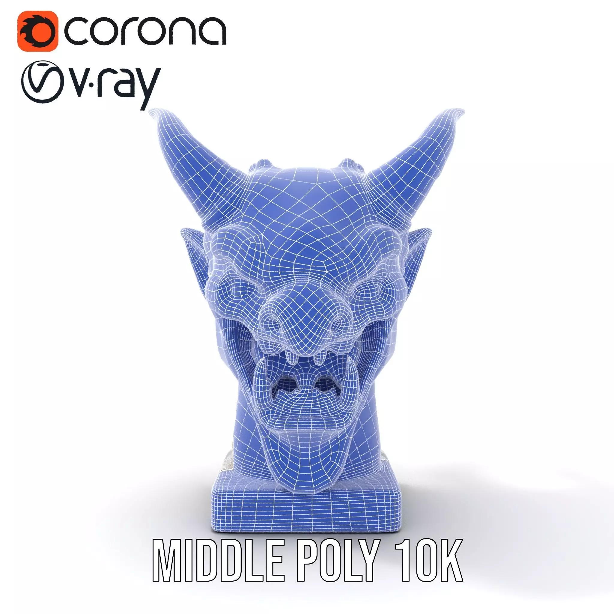 Marble Demon Bust model pack Low-poly 3D model_23