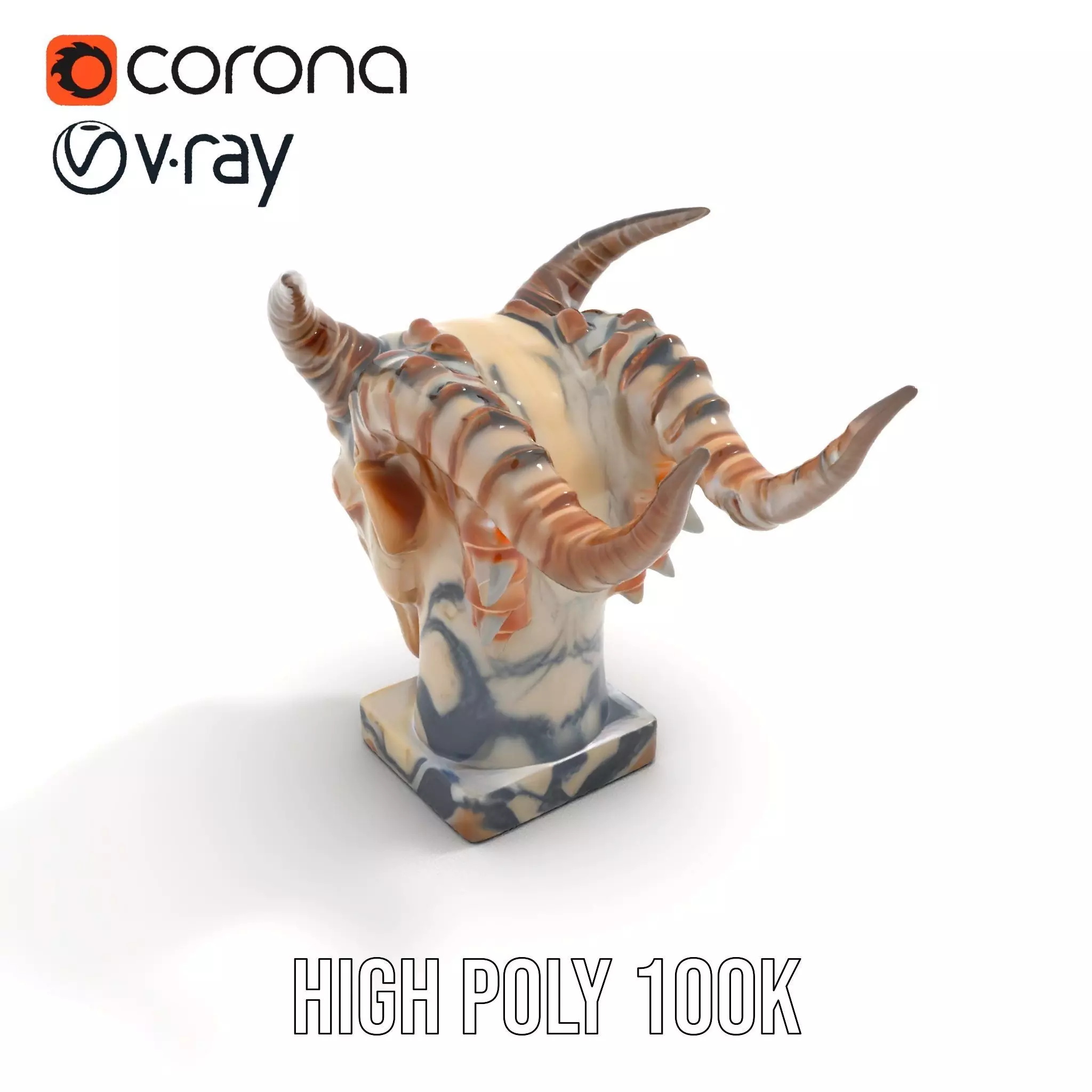 Marble Demon Bust model pack Low-poly 3D model_15