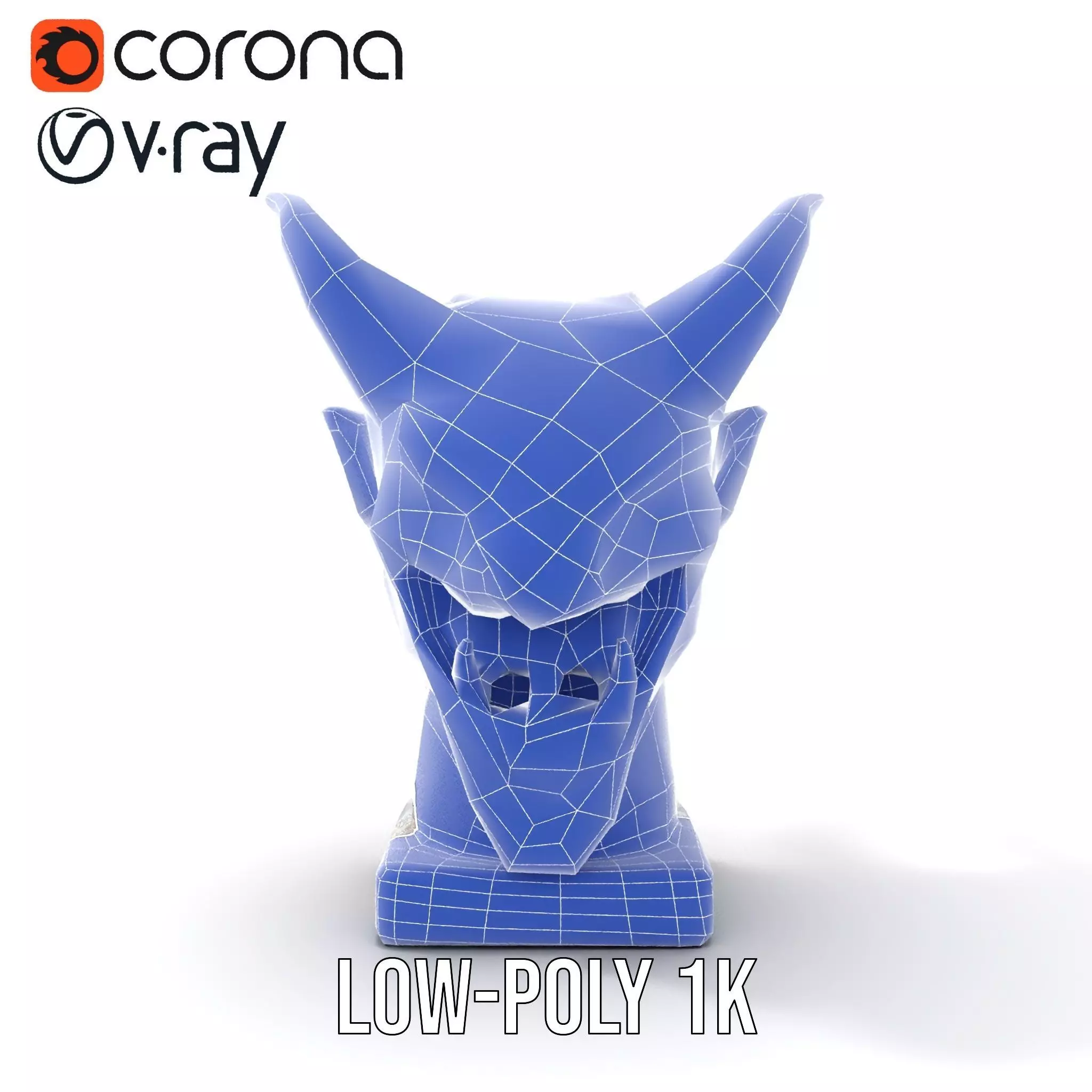 Marble Demon Bust model pack Low-poly 3D model_17