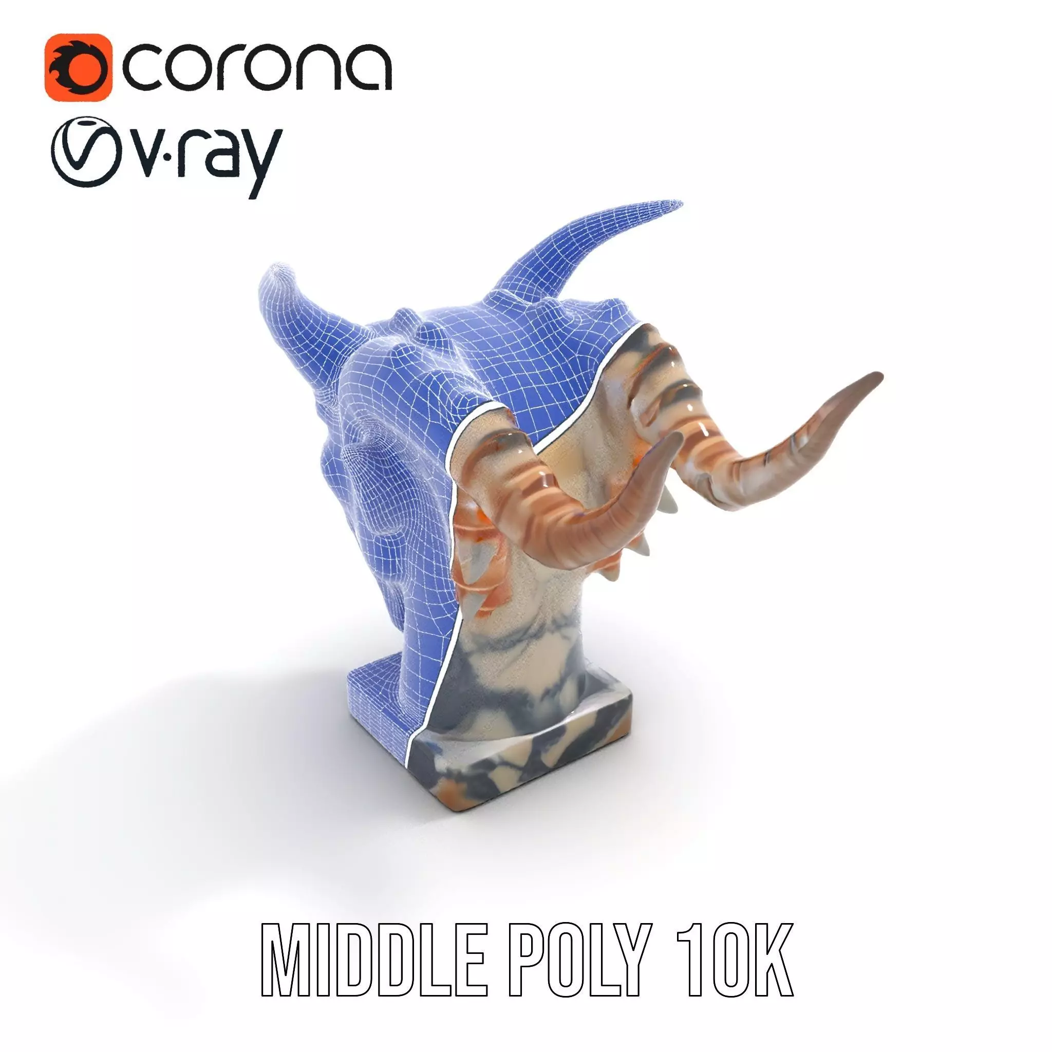 Marble Demon Bust model pack Low-poly 3D model_21