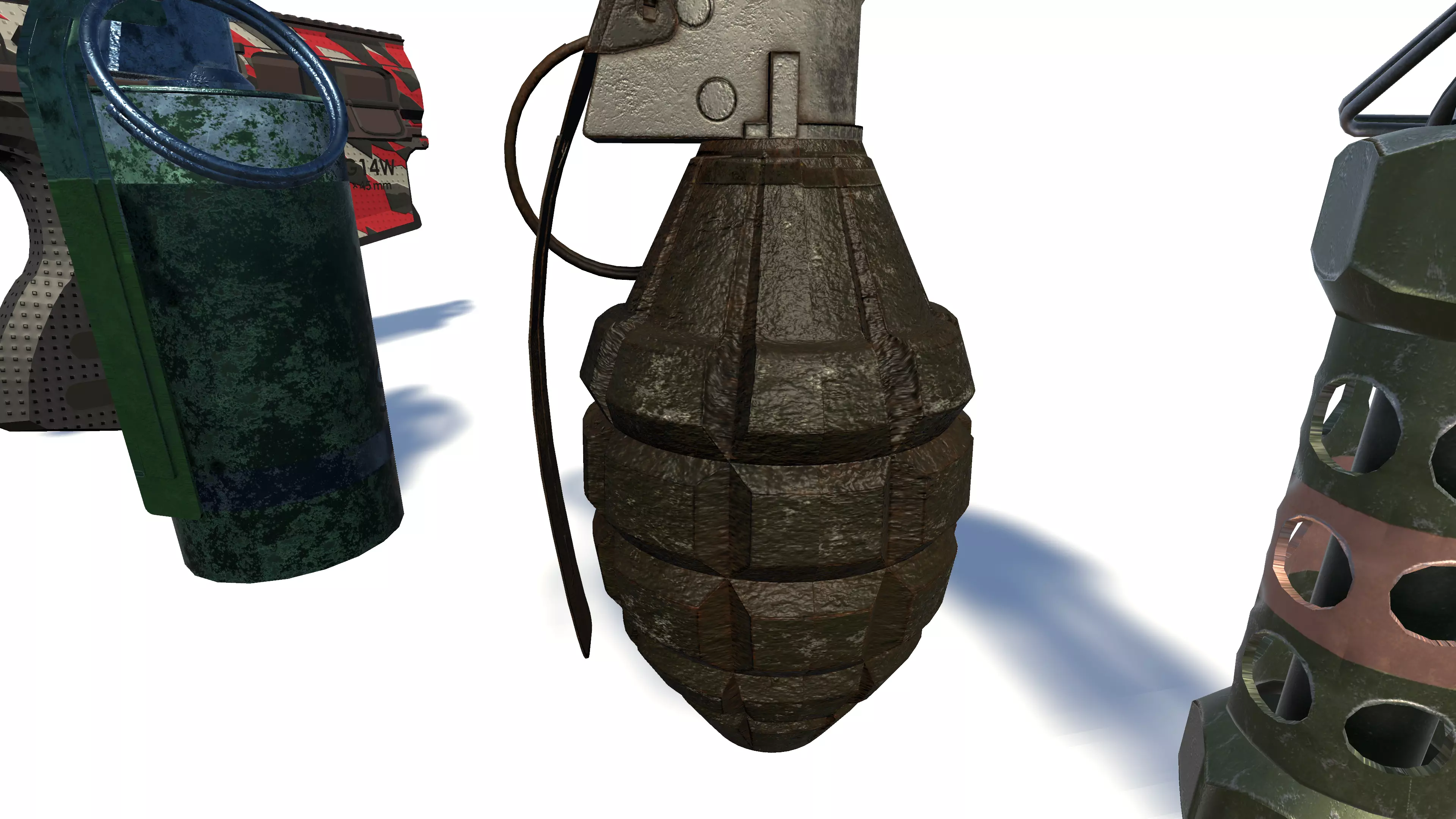 3D Weapon Grenade Pack Pistol with Camo Smoke Frag Flash bang Low-poly 3D model_6