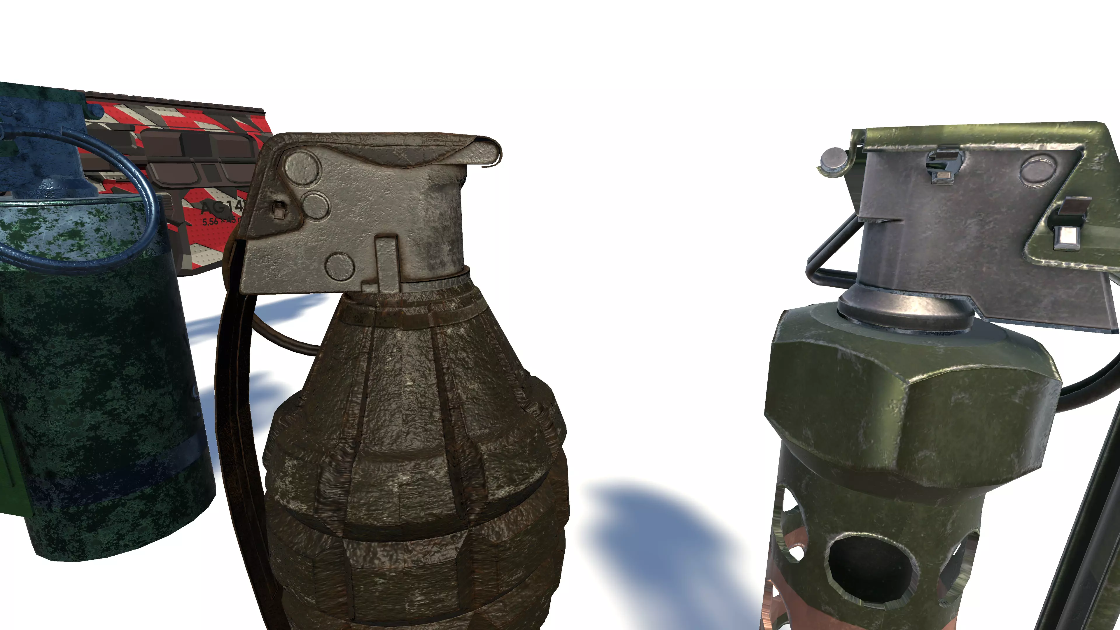 3D Weapon Grenade Pack Pistol with Camo Smoke Frag Flash bang Low-poly 3D model_7