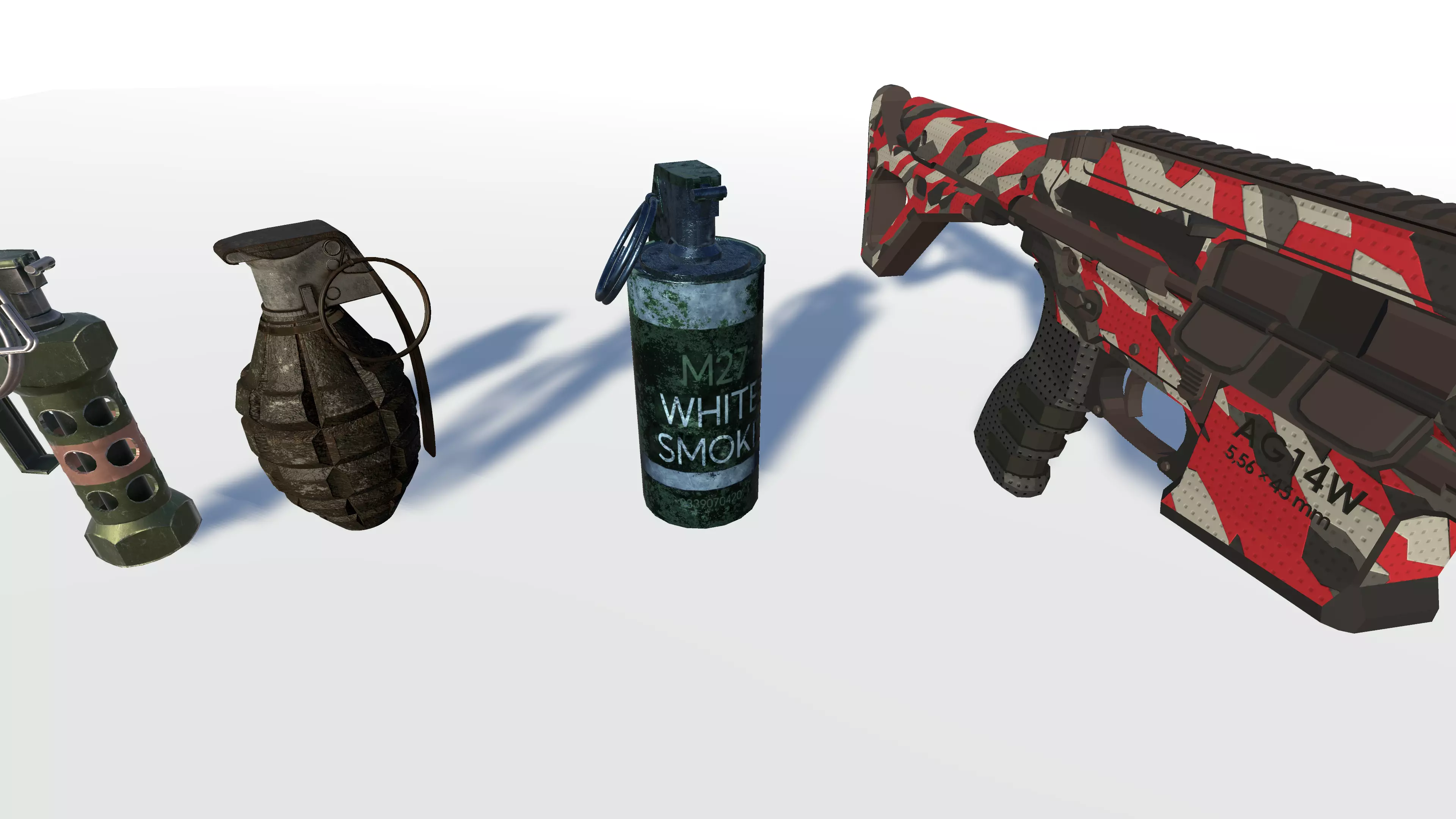 3D Weapon Grenade Pack Pistol with Camo Smoke Frag Flash bang Low-poly 3D model_11