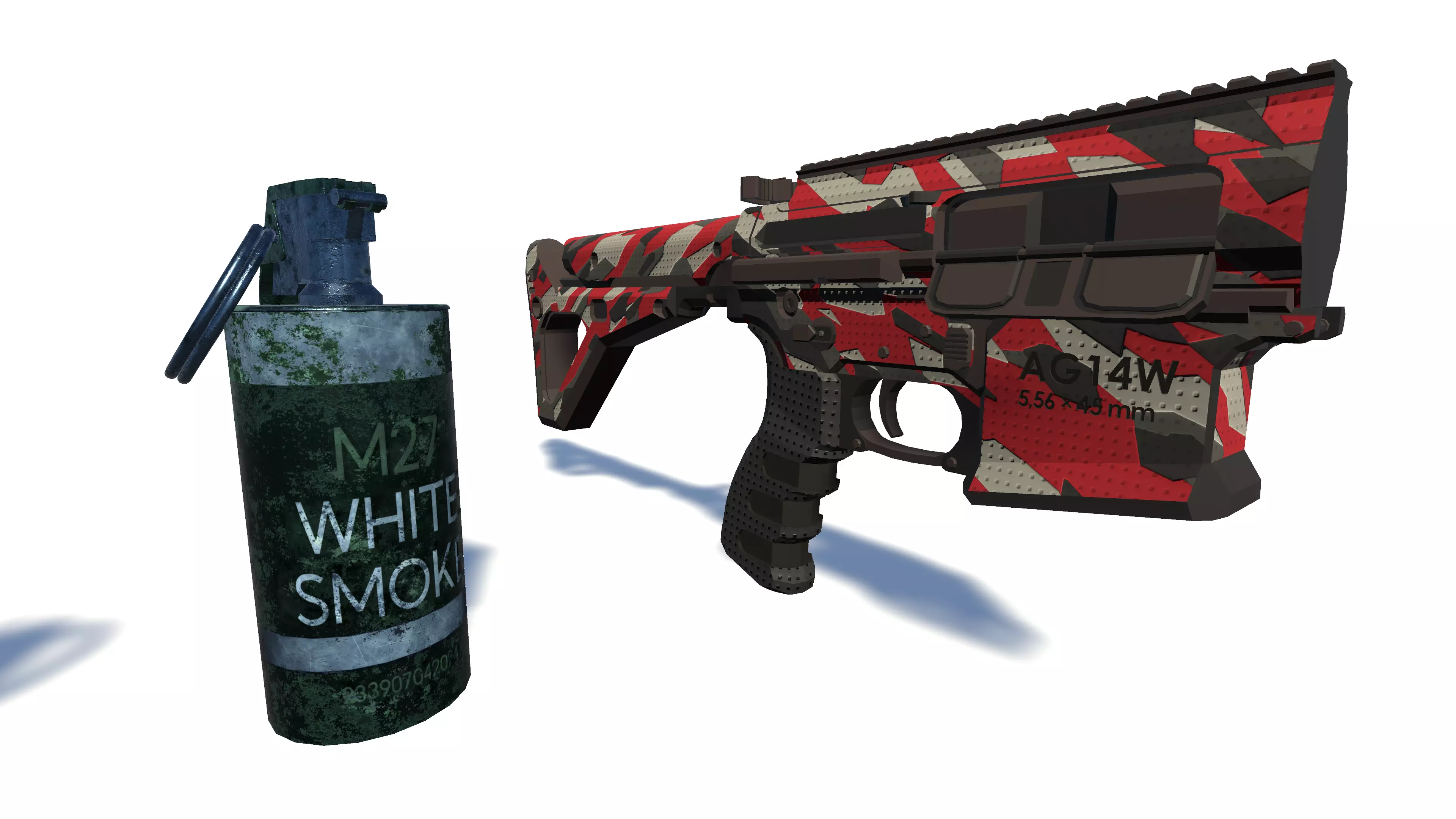 3D Weapon Grenade Pack Pistol with Camo Smoke Frag Flash bang Low-poly 3D model_3