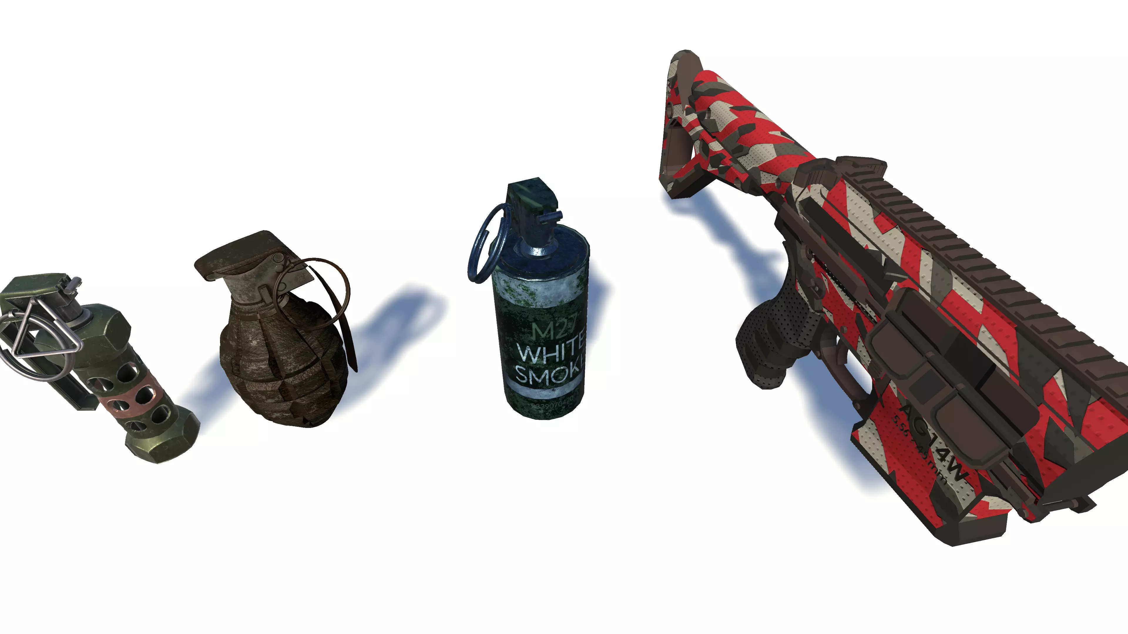 3D Weapon Grenade Pack Pistol with Camo Smoke Frag Flash bang Low-poly 3D model_4