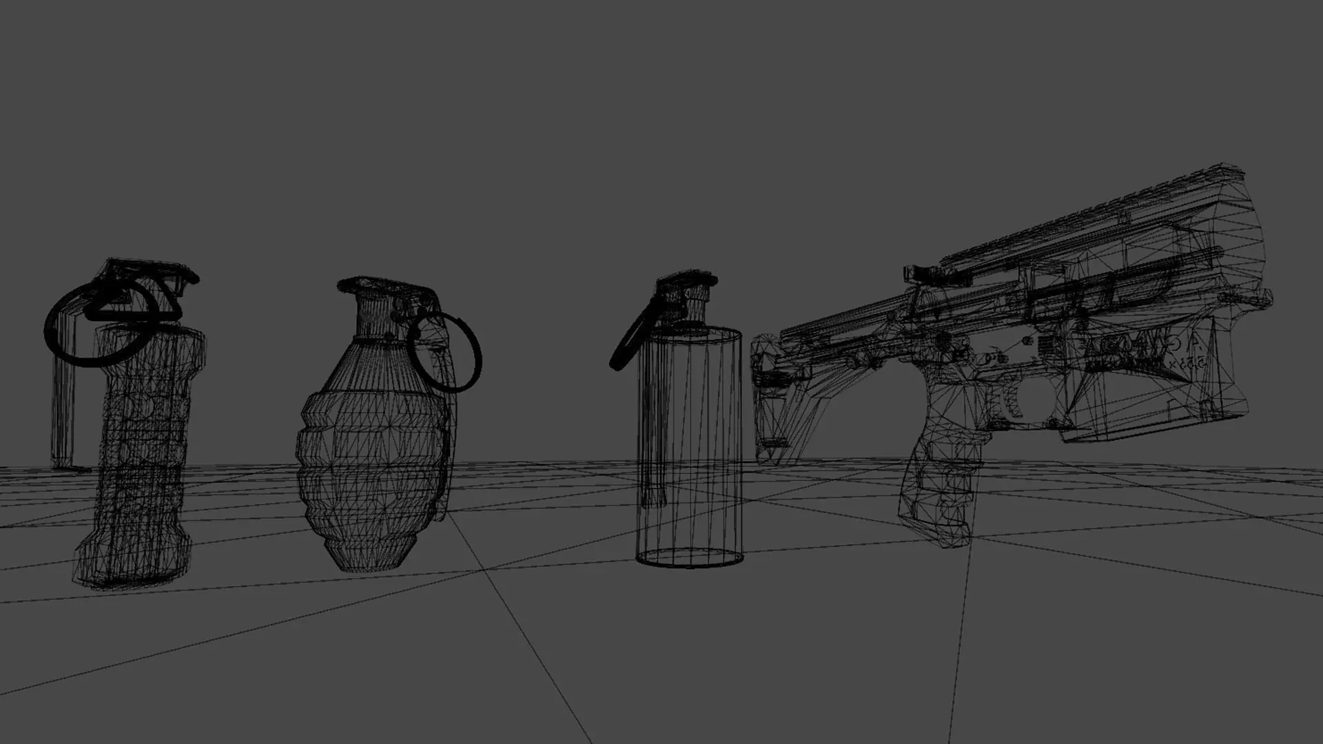 3D Weapon Grenade Pack Pistol with Camo Smoke Frag Flash bang Low-poly 3D model_13