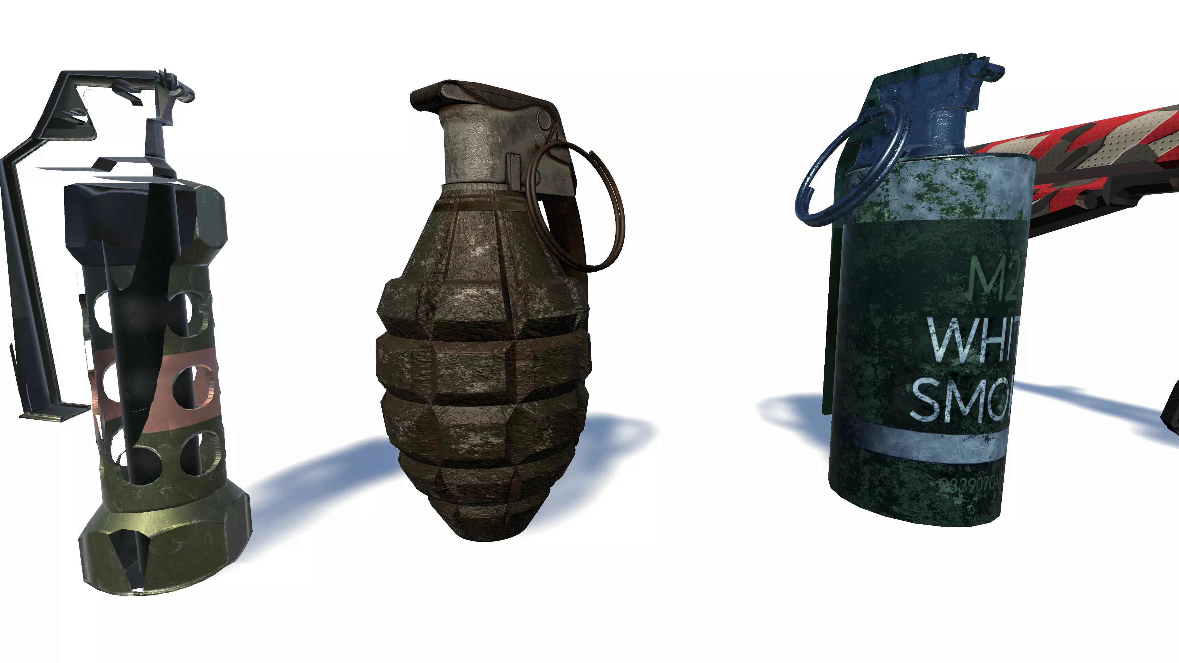 3D Weapon Grenade Pack Pistol with Camo Smoke Frag Flash bang Low-poly 3D model_2
