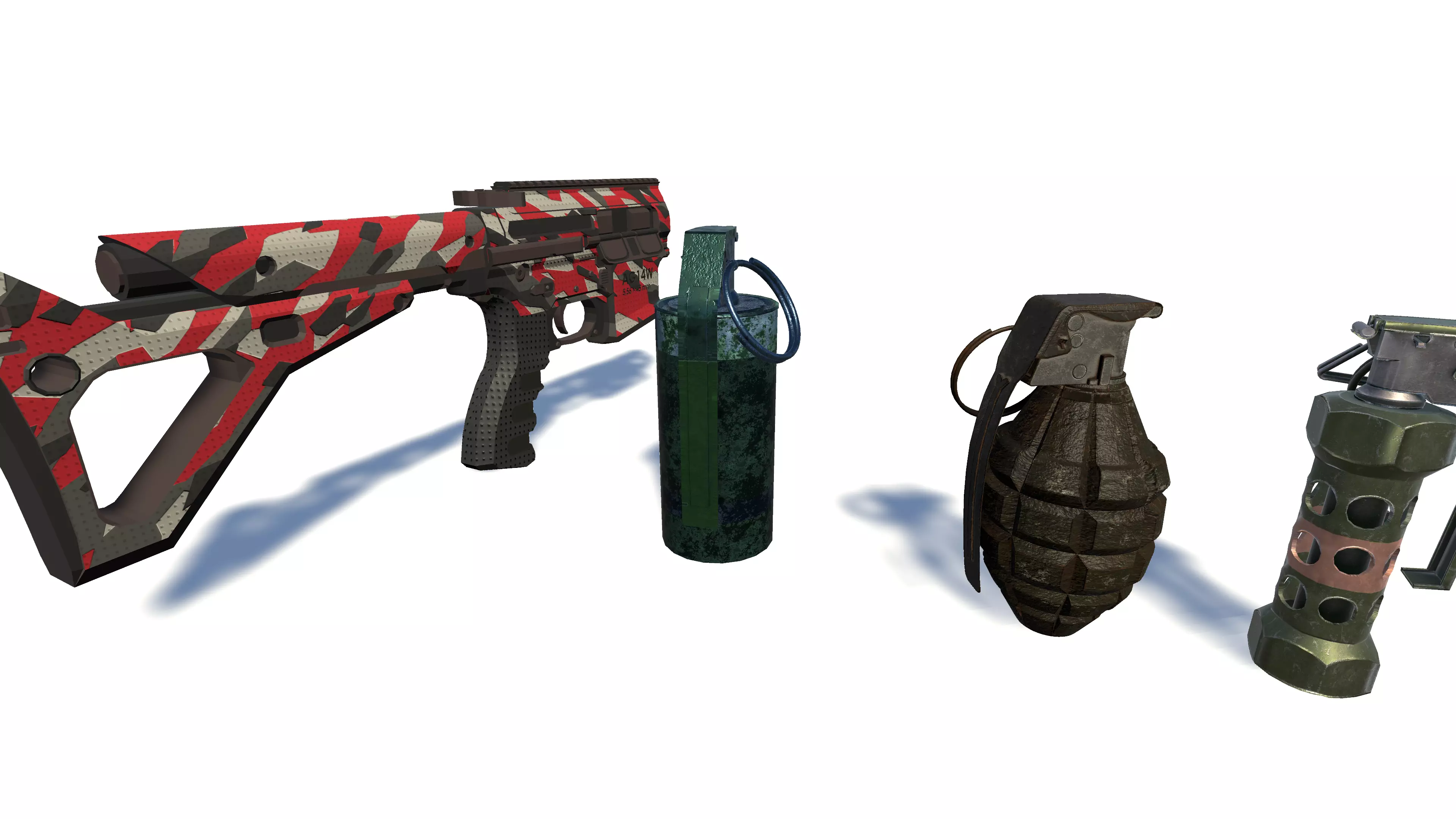3D Weapon Grenade Pack Pistol with Camo Smoke Frag Flash bang Low-poly 3D model_5