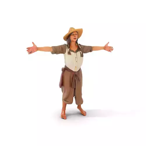 Rustic Farm Girl model pack Low-poly 3D model