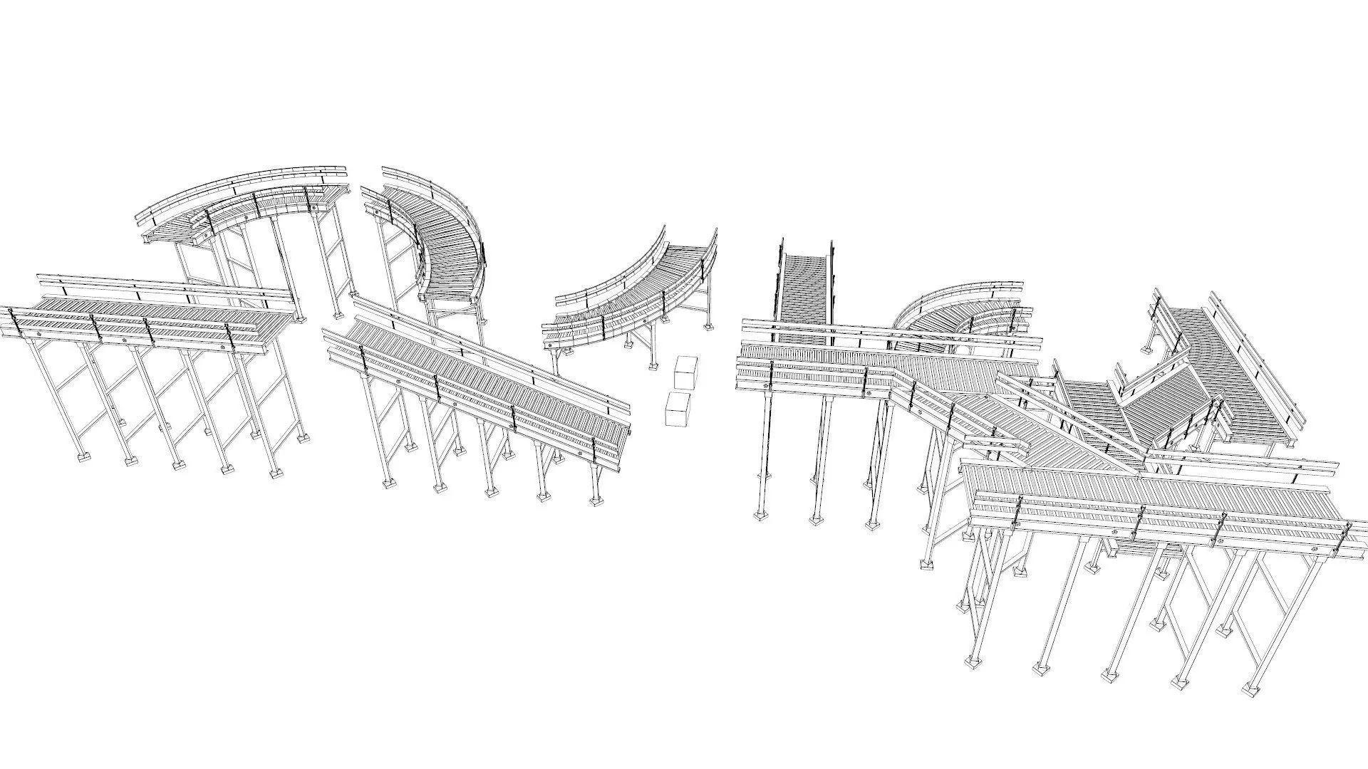 Conveyor Belt Scene and Constructor Low-poly 3D model_8