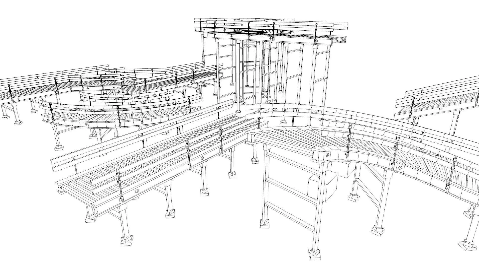 Conveyor Belt Scene and Constructor Low-poly 3D model_10
