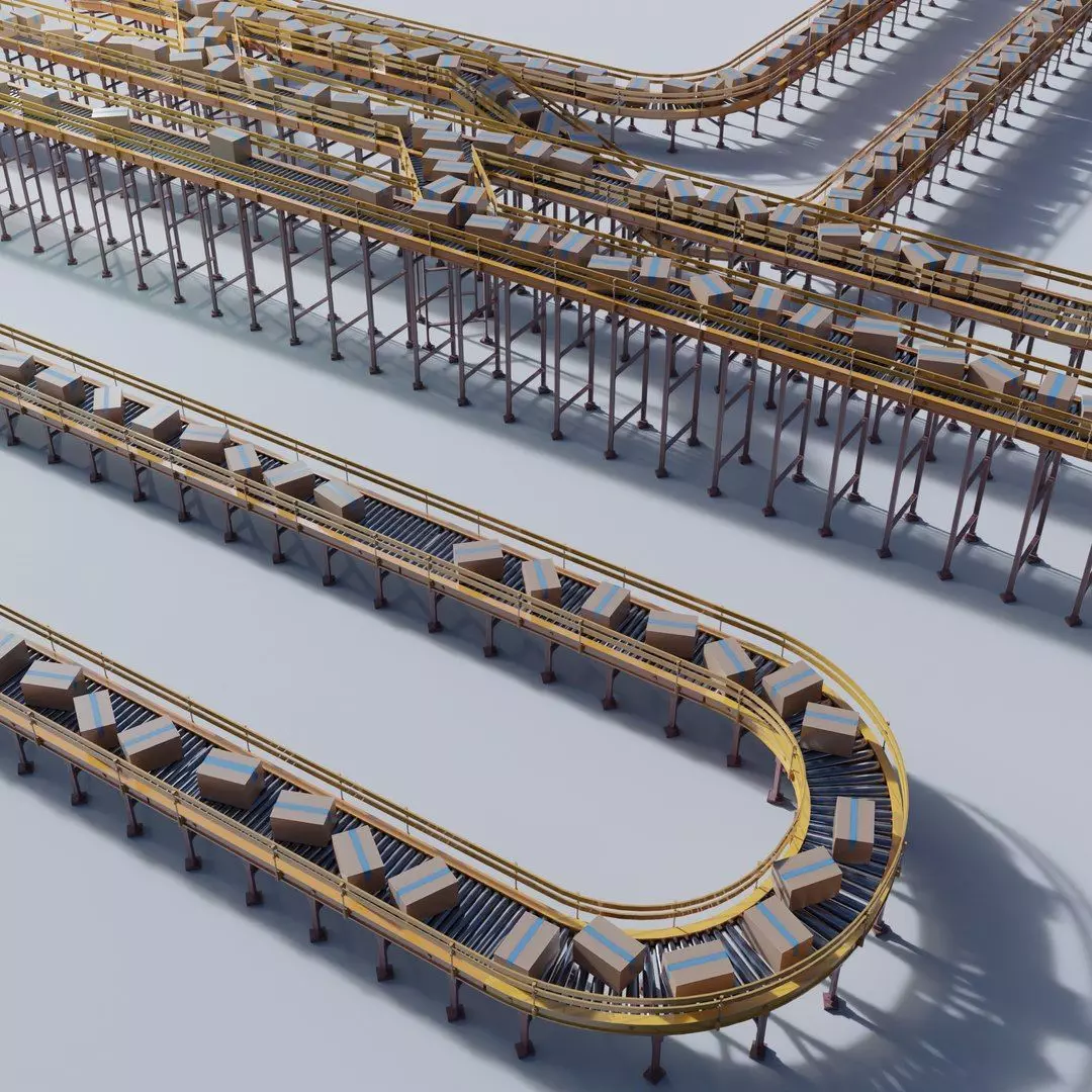 Conveyor Belt Scene and Constructor Low-poly 3D model_3