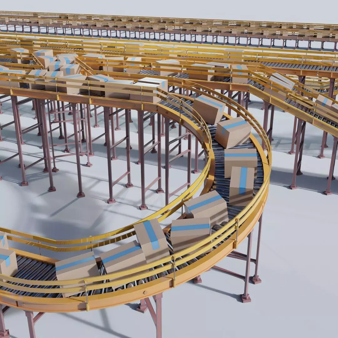 Conveyor Belt Scene and Constructor Low-poly 3D model_0