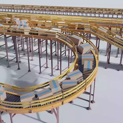 Conveyor Belt Scene and Constructor Low-poly 3D model